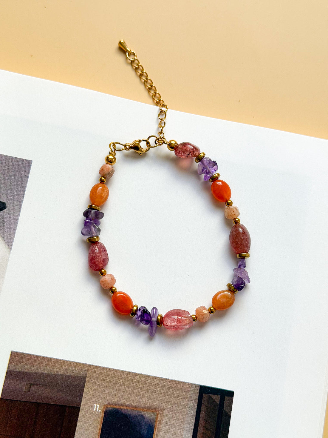 Bracelet JACINTHE mix de pierres - Ouverture du coeur, confiance en soi, équilibre, joie