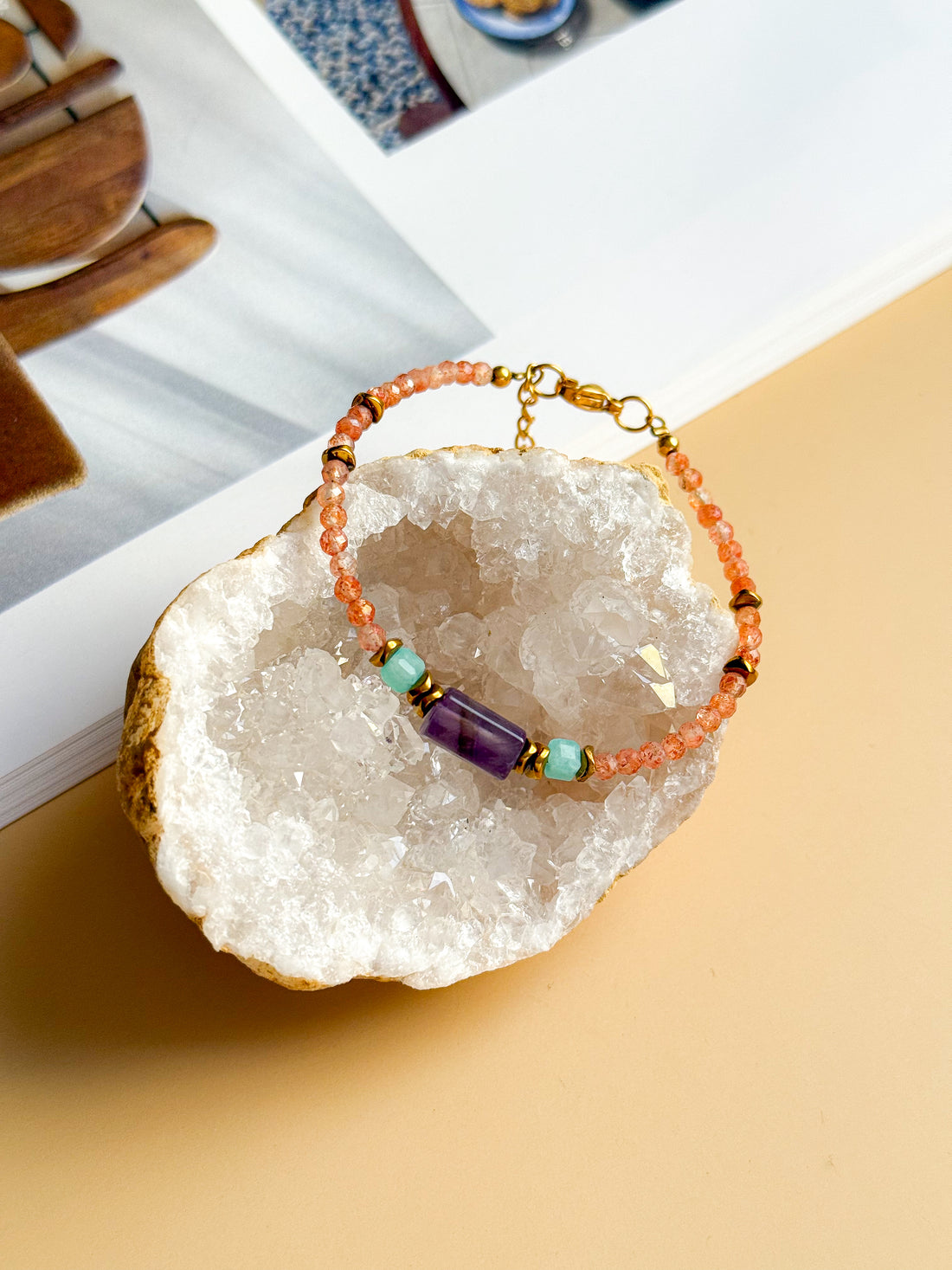 Bracelet MARIGOLD base Pierre de Soleil - Confiance en soi, optimisme, équilibre émotionnel