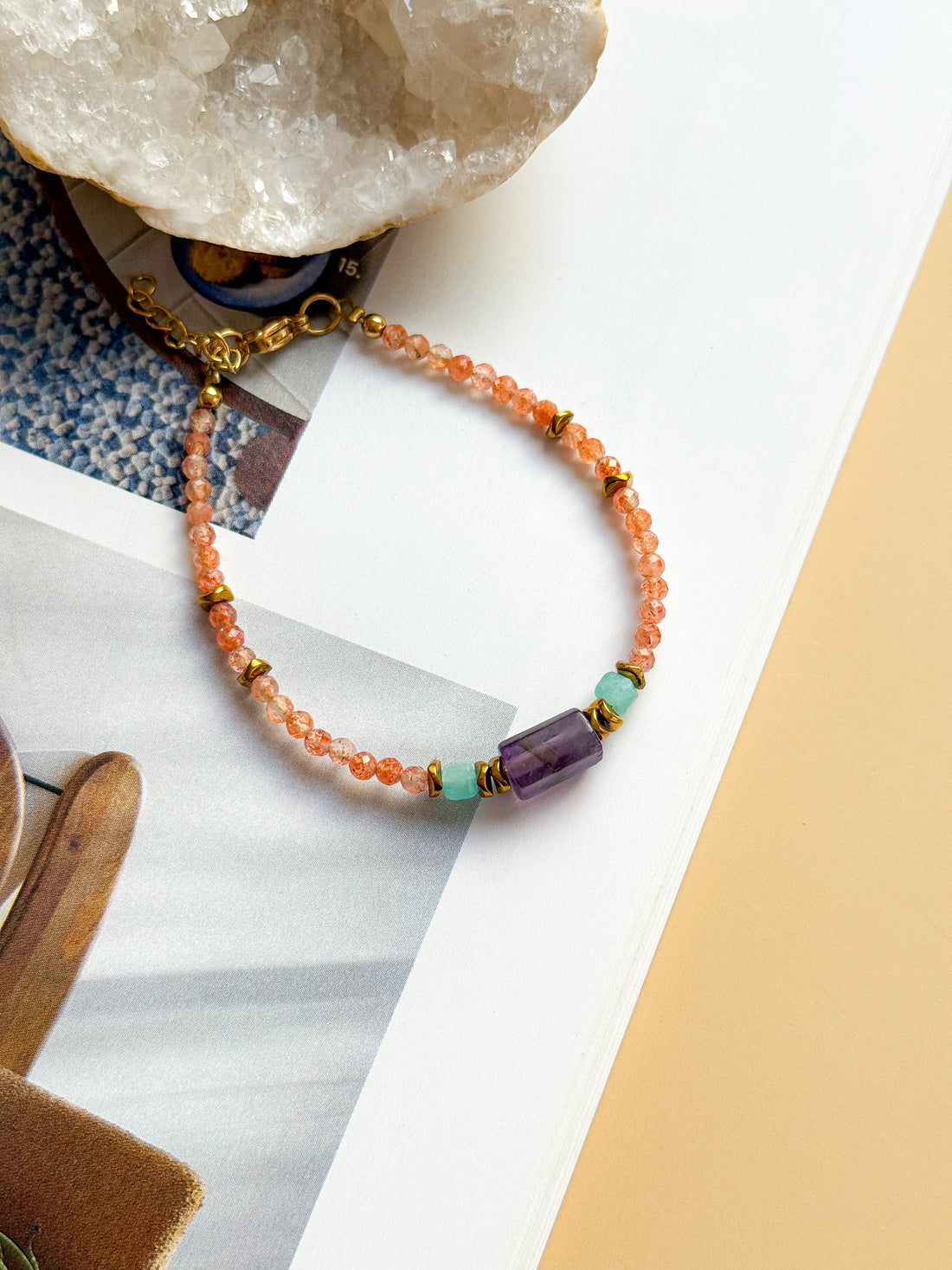 Bracelet MARIGOLD base Pierre de Soleil - Confiance en soi, optimisme, équilibre émotionnel