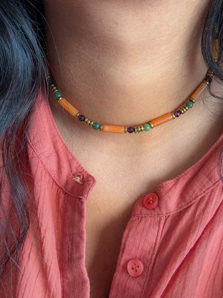 Collier BARBARA Quartz & Serpentine - Stabilité émotionnelle & force intérieure