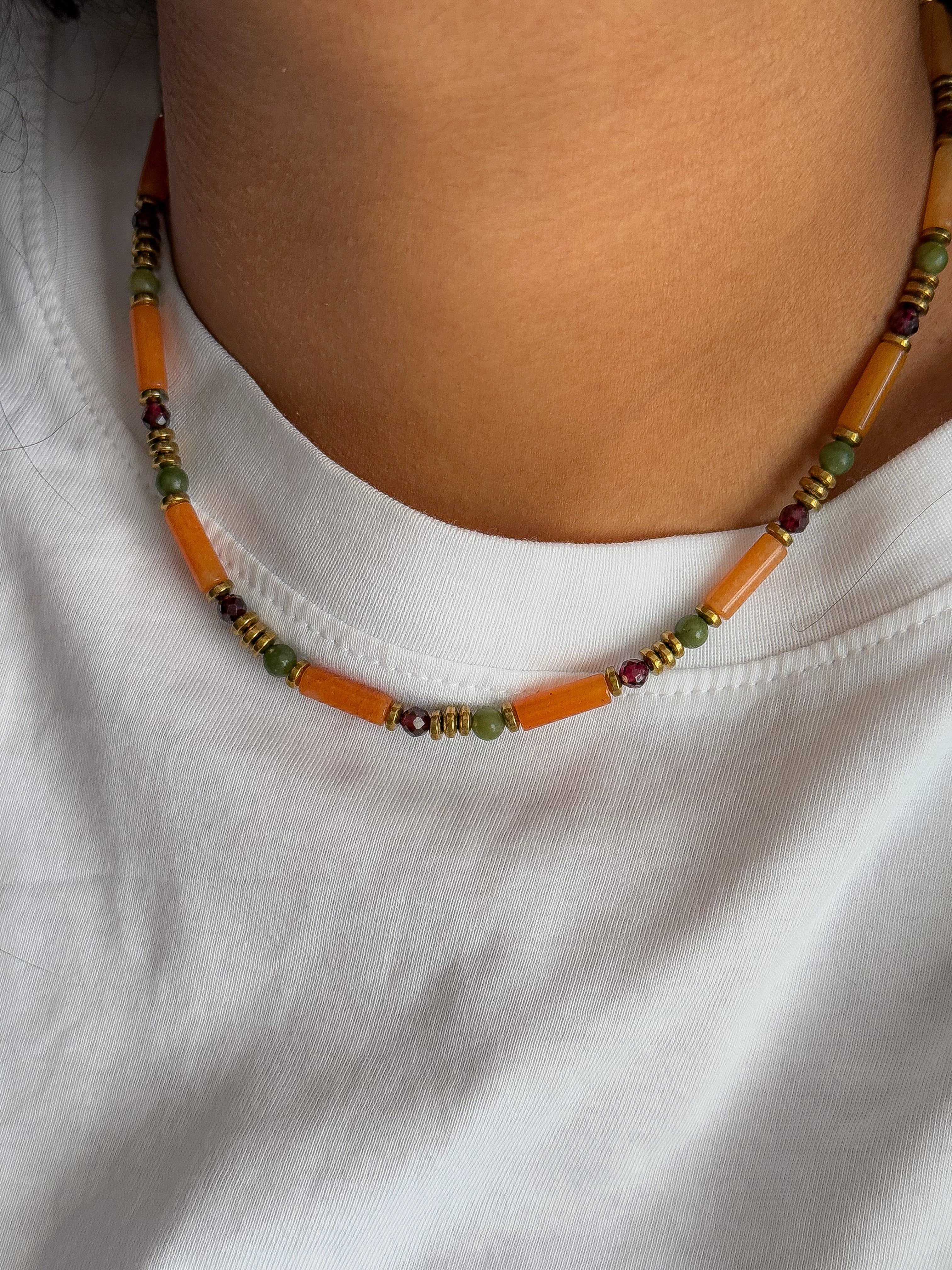 Collier BARBARA Quartz & Serpentine - Stabilité émotionnelle & force intérieure