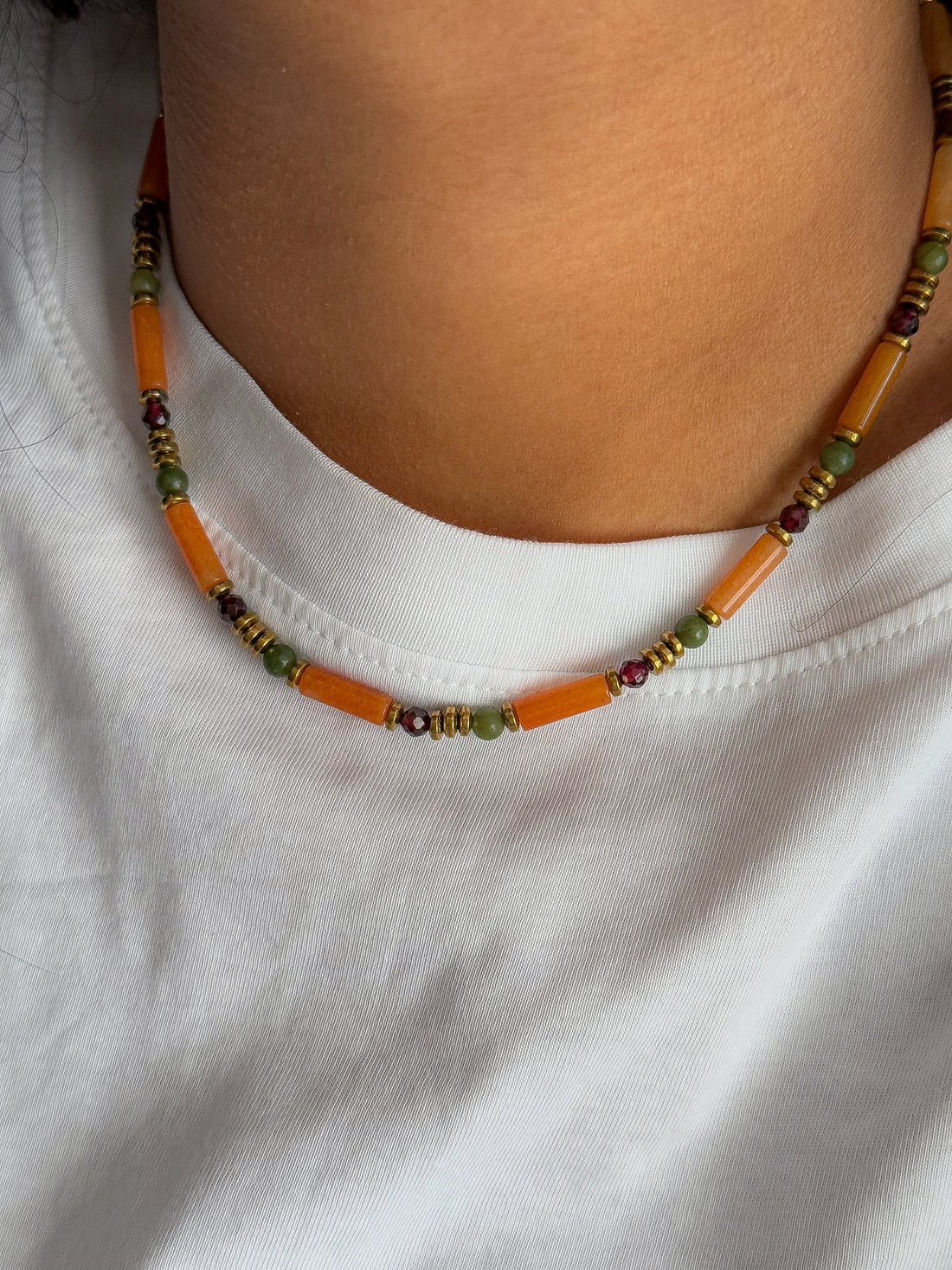 Collier BARBARA Quartz & Serpentine - Stabilité émotionnelle & force intérieure