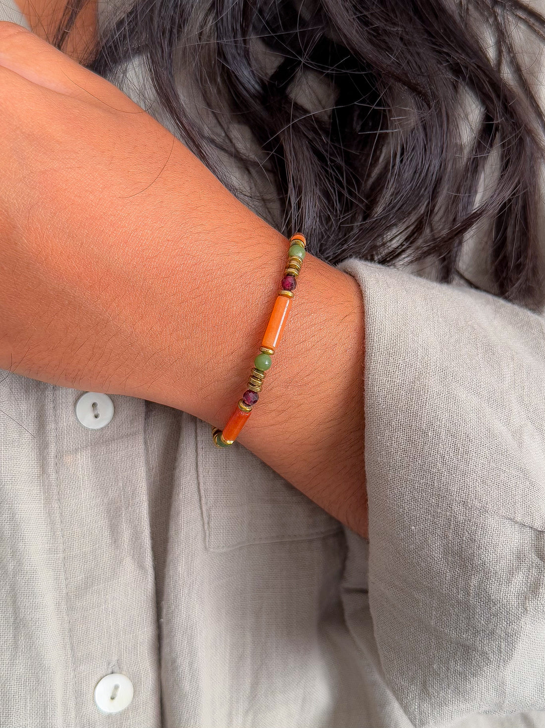 Bracelet BARBARA Quartz & Serpentine - Stabilité émotionnelle & force intérieure