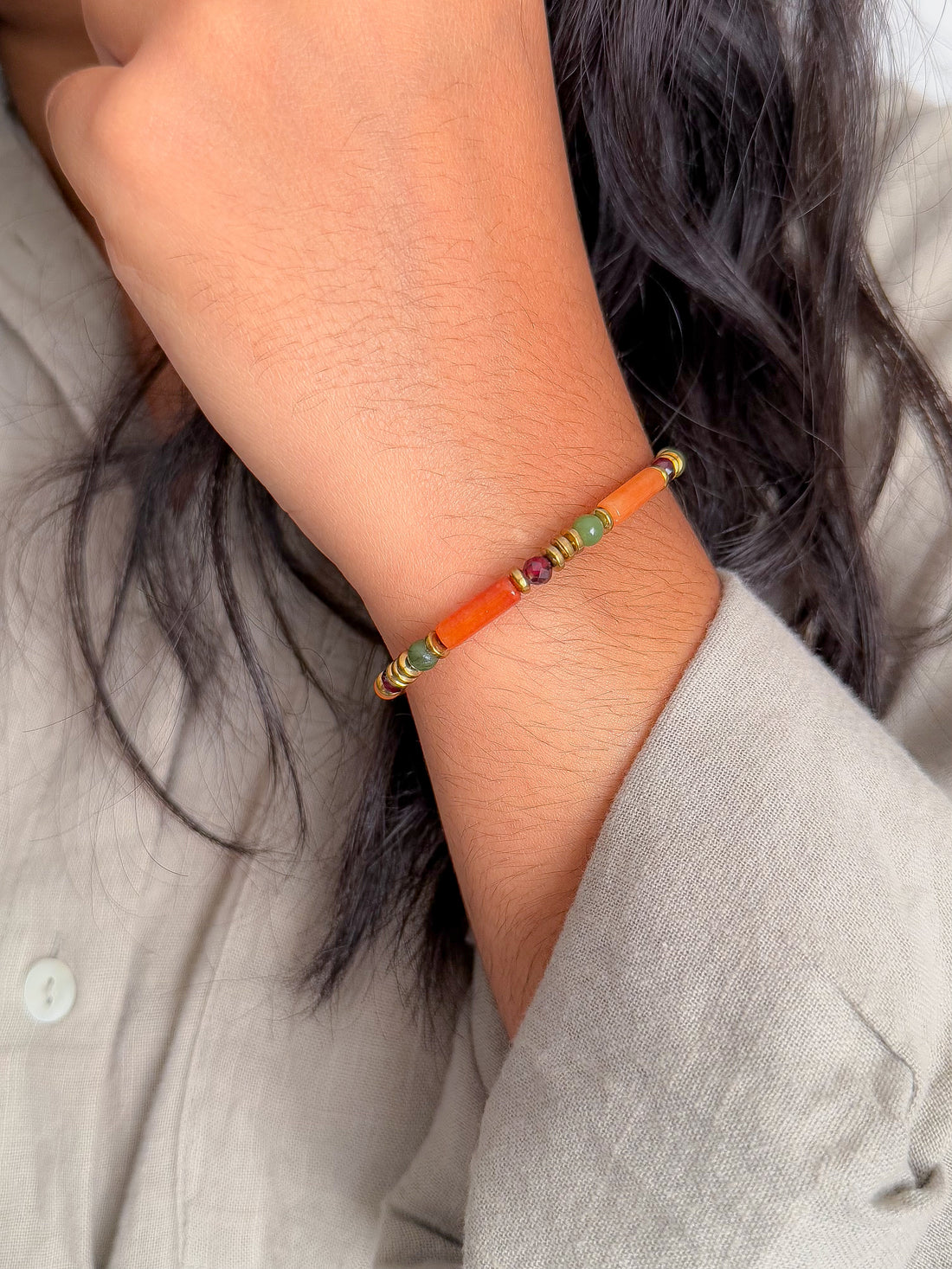 Bracelet BARBARA Quartz & Serpentine - Stabilité émotionnelle & force intérieure