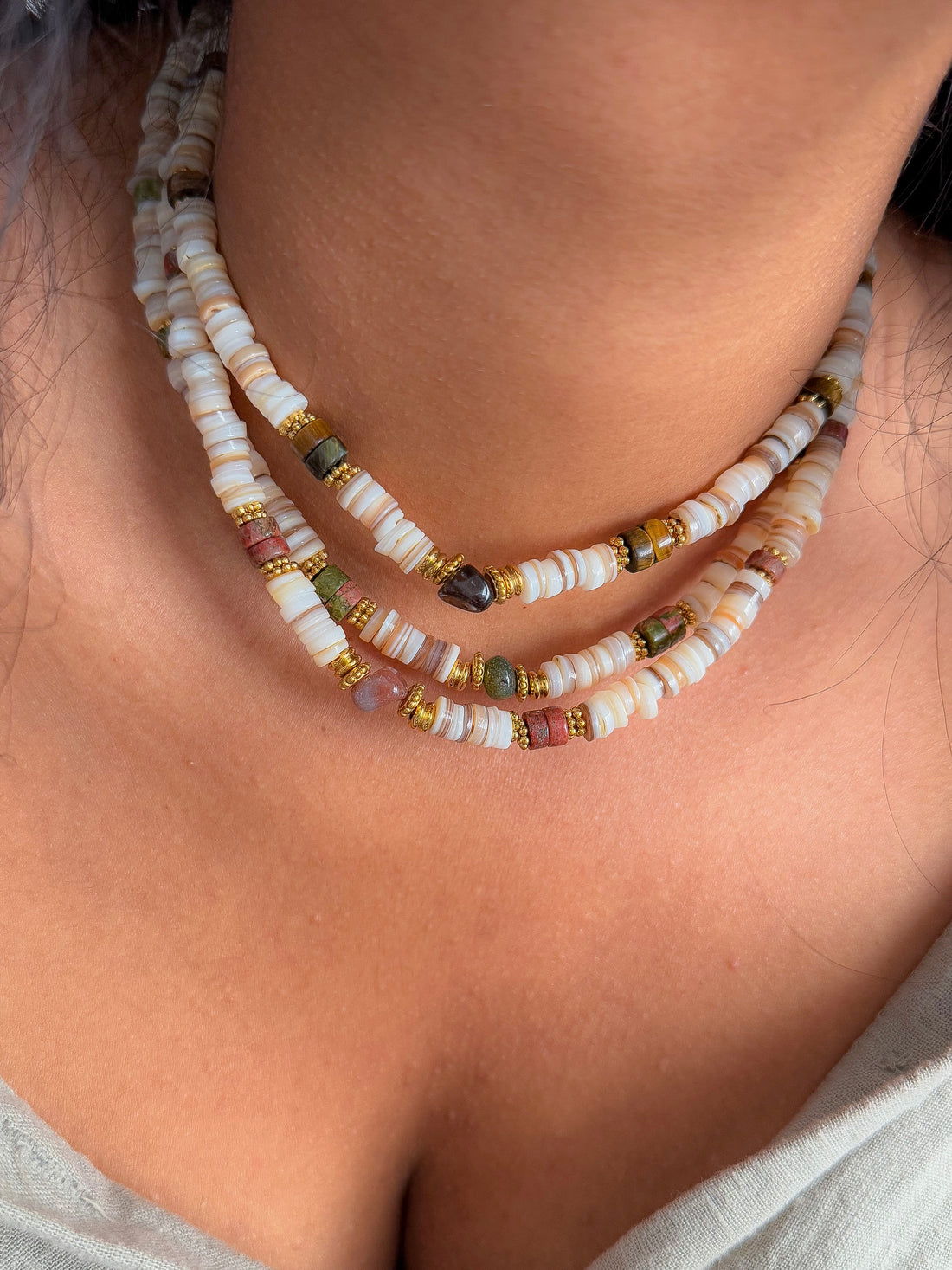 Collier LEELOO Granit rouge & Agate Indienne - Ancrage et équilibre émotionnel