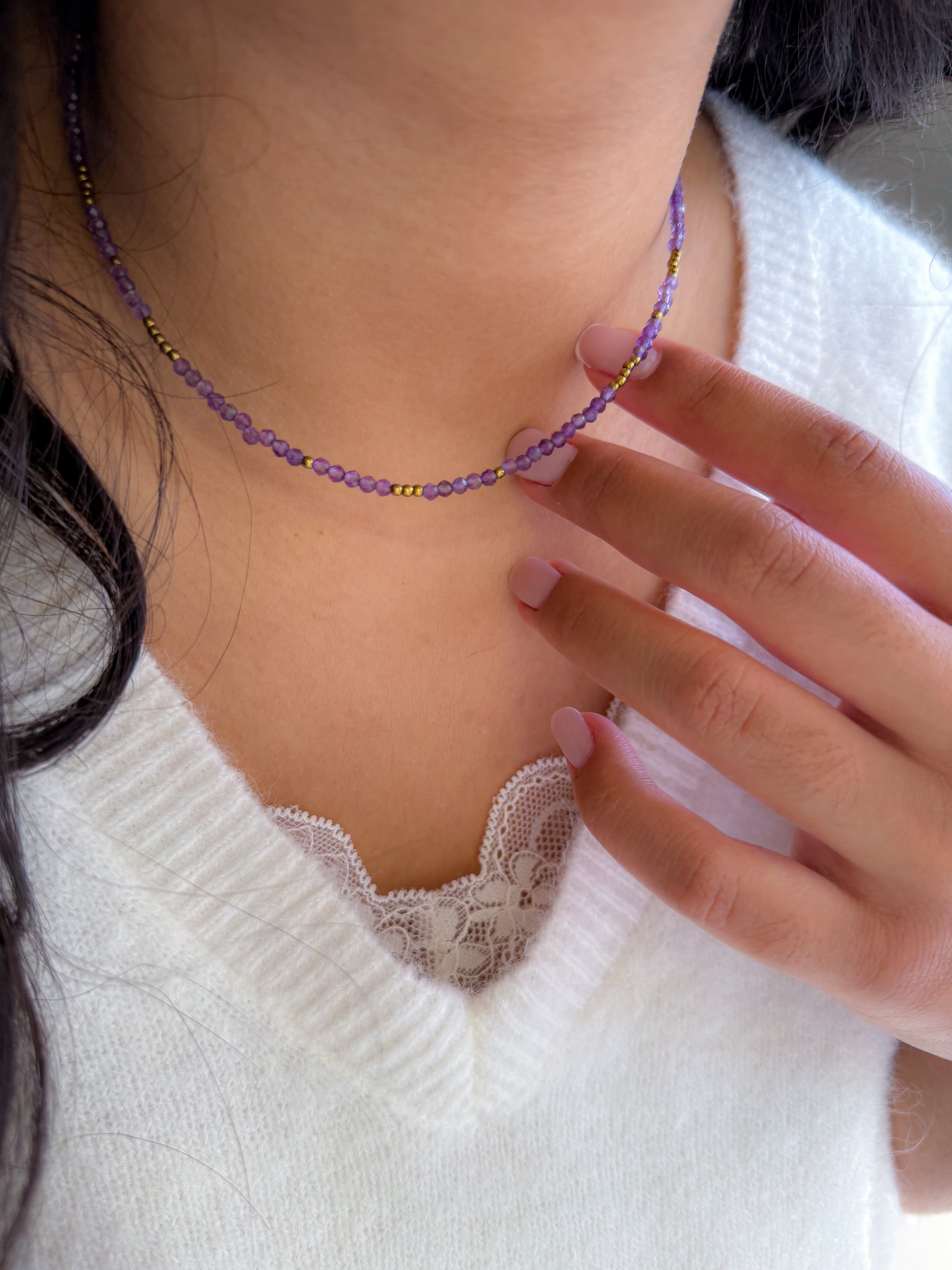 Collier IRIS Améthyste - Lâcher-prise, protection, apaisement du stress