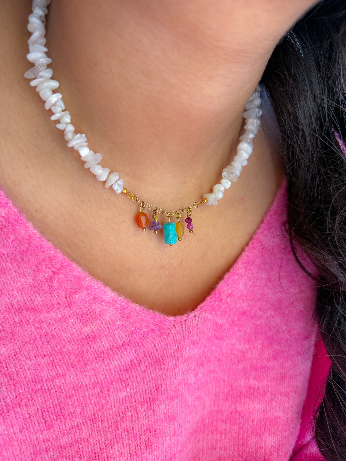 Collier MAGNOLIA base Pierre de Lune - Confiance en soi, intuition, motivation