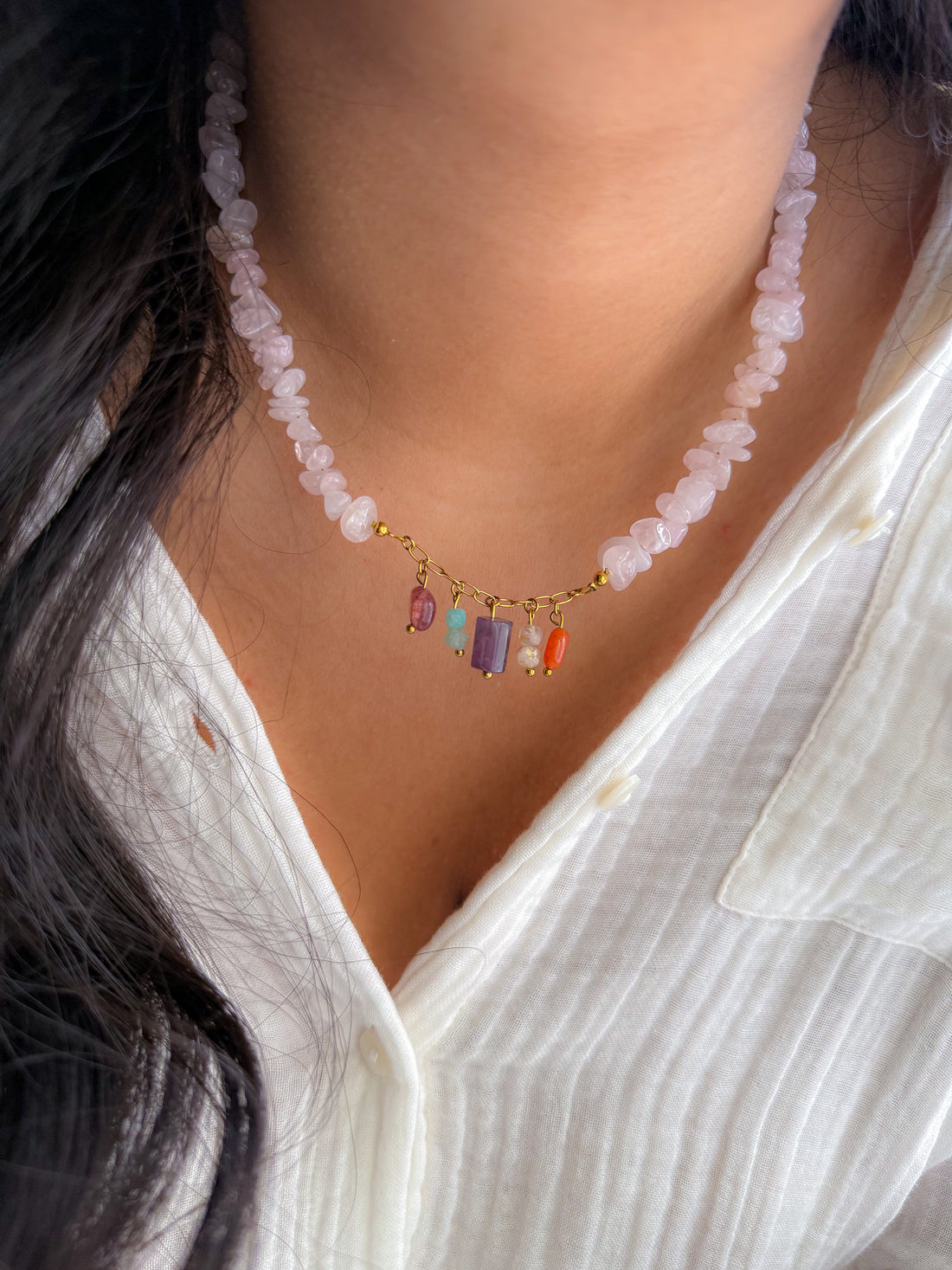 Collier MAGNOLIA base Quartz rose - Amour de soi, Joie intérieure, Confiance en soi