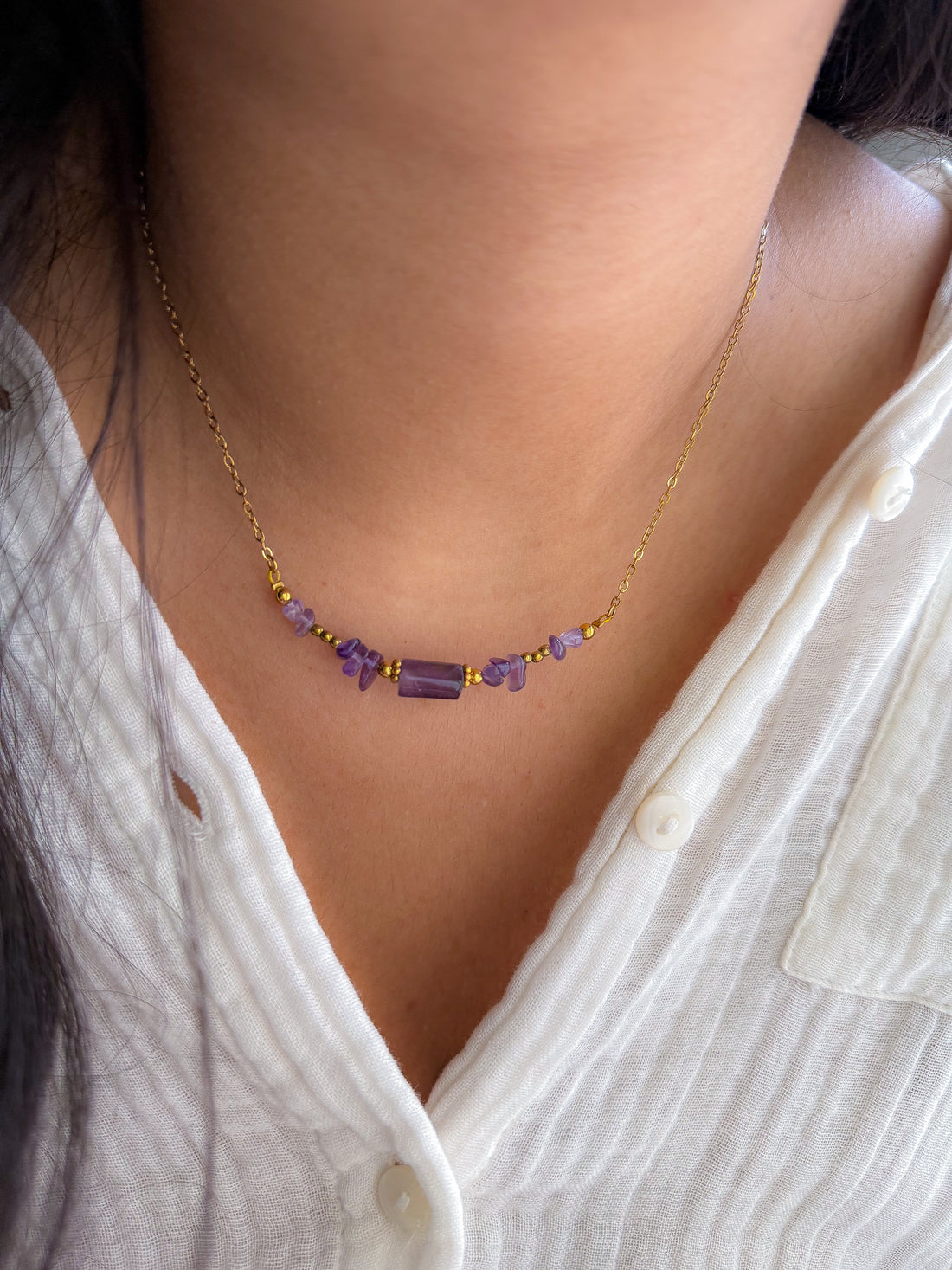 Collier LYS Améthyste - Clarté d'esprit, Protection, Lâcher-prise, Apaisement