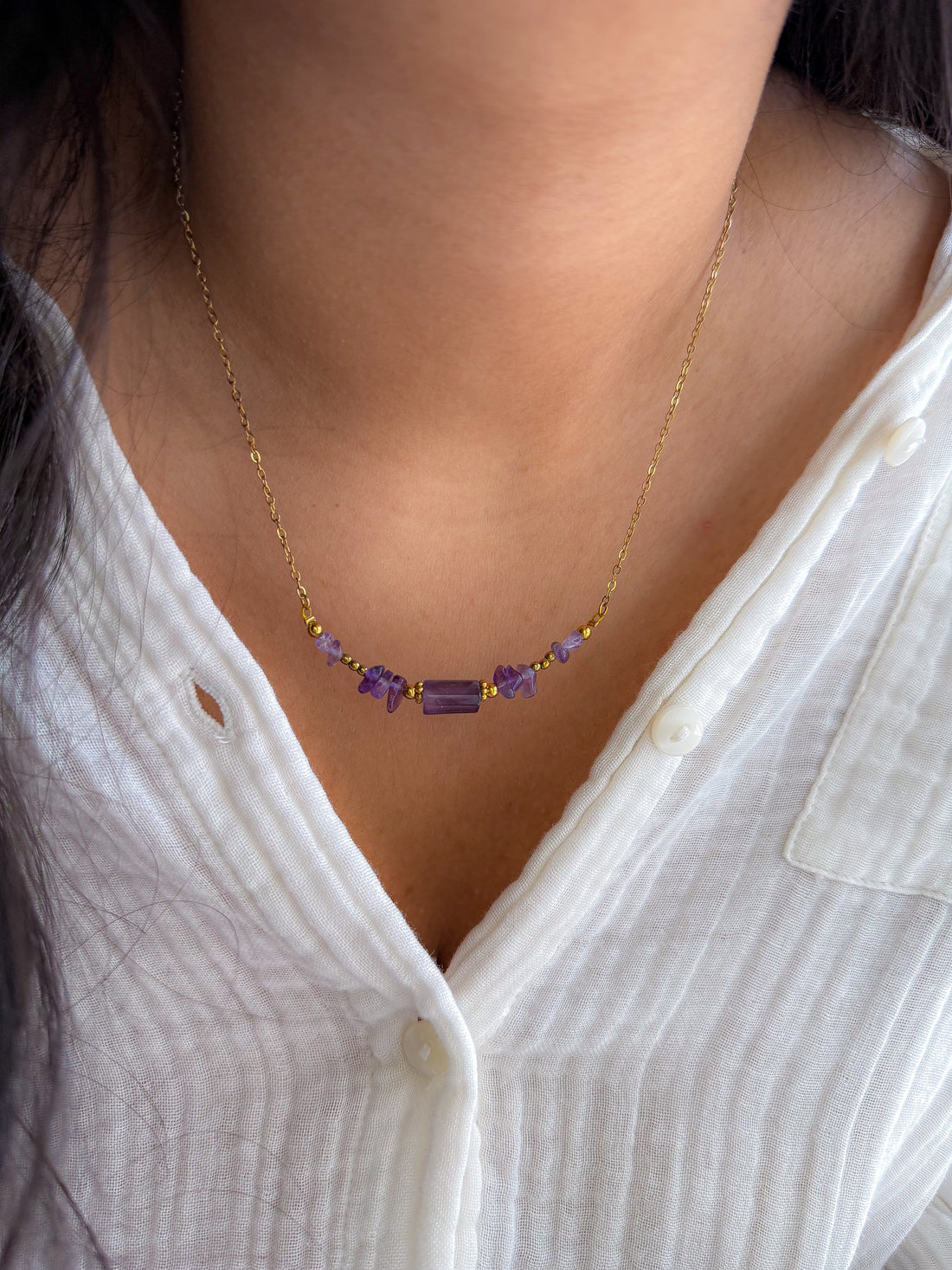 Collier LYS Améthyste - Clarté d'esprit, Protection, Lâcher-prise, Apaisement