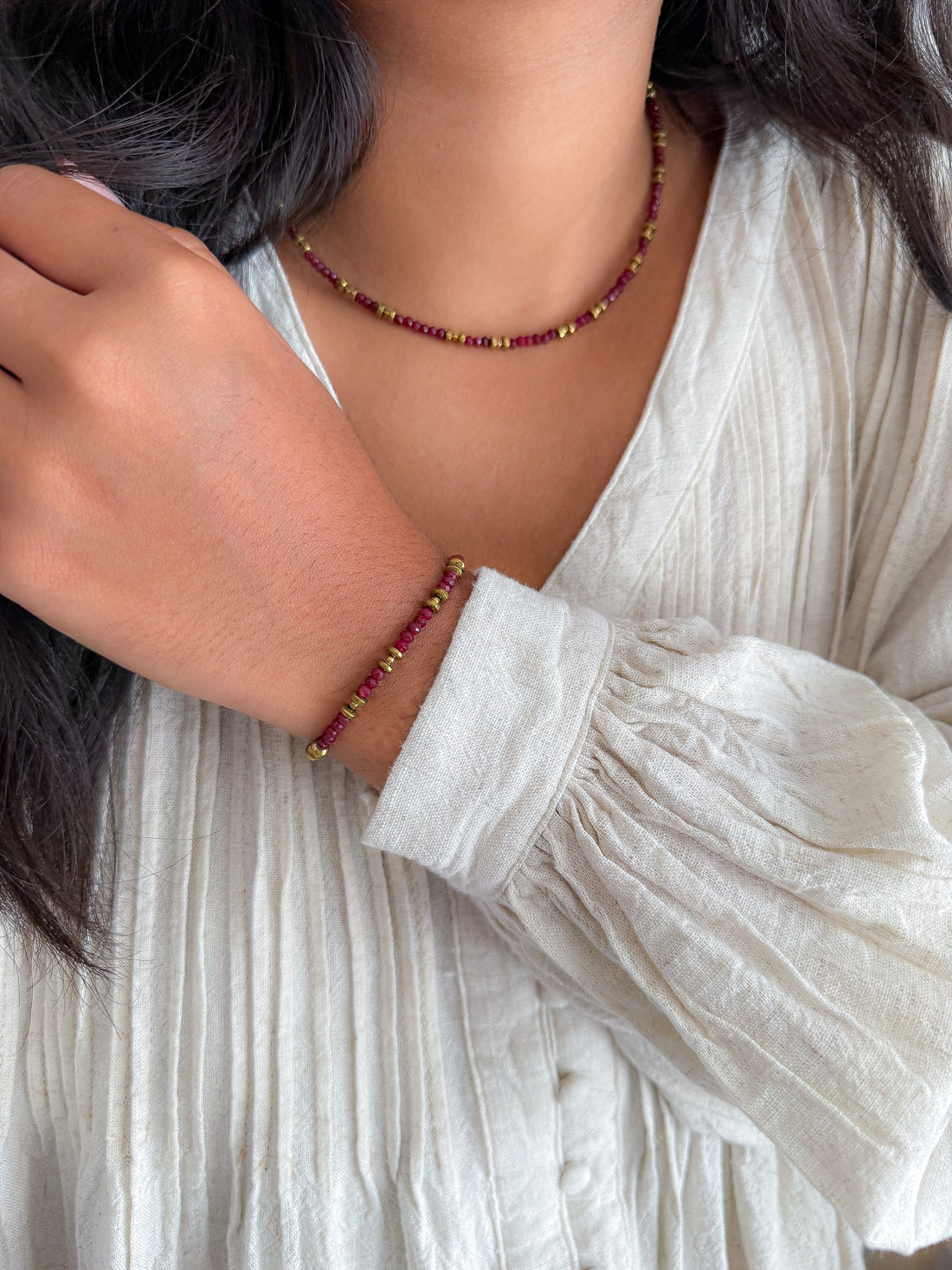 Bracelet PIERRETTE Jade bordeaux - Ancrage & stabilité émotionnelle