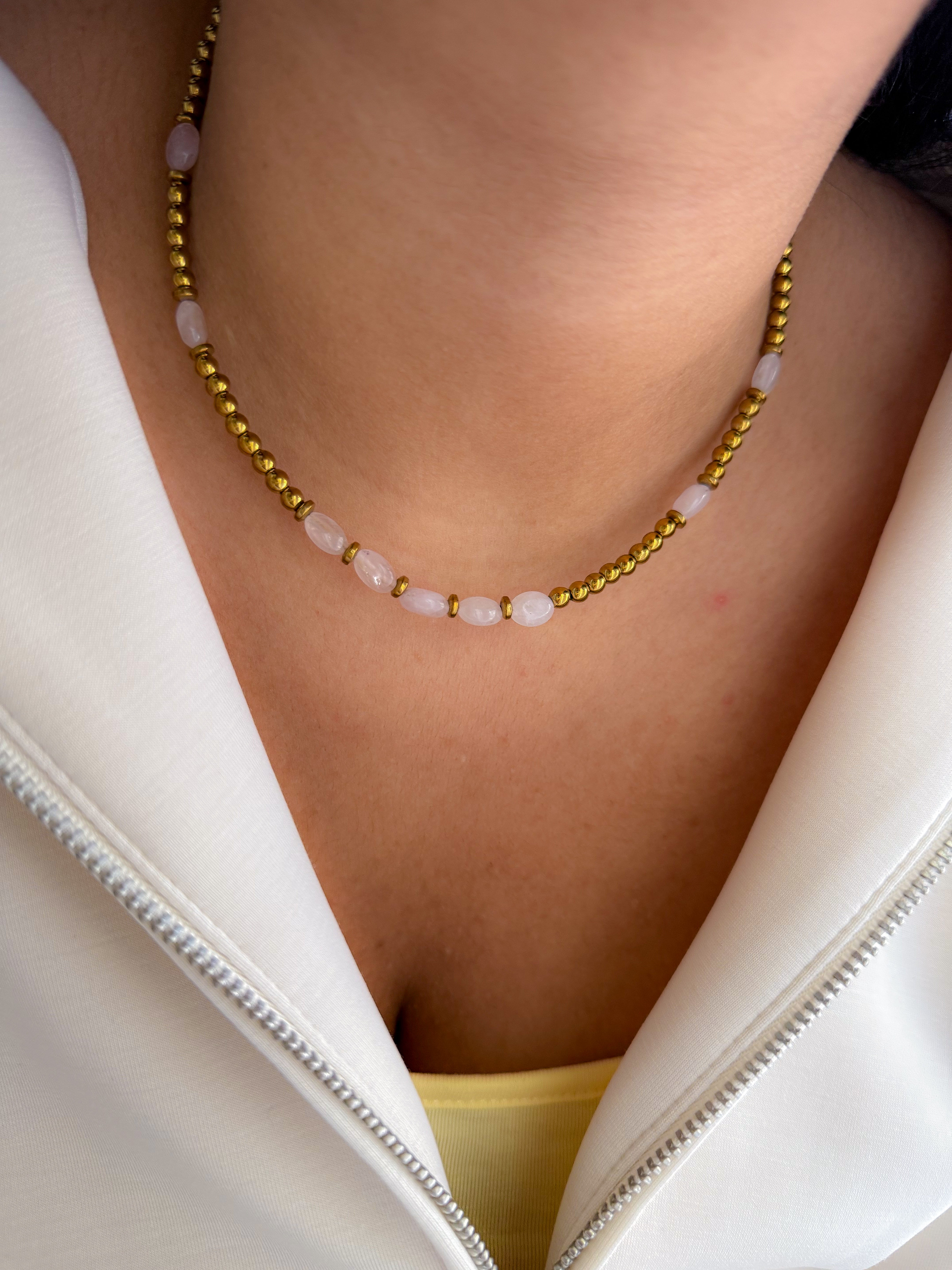 Collier AZALÉE Quartz rose - Ouverture du coeur, confiance en soi, libération