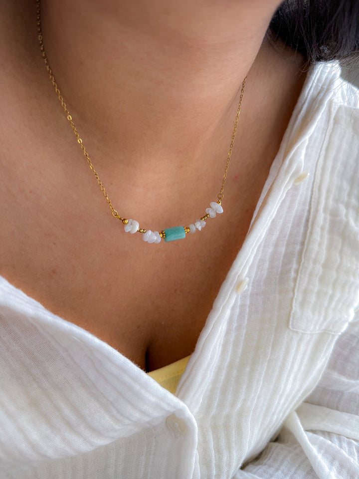 Collier Lys Pierre de Lune & Amazonite - Équilibre émotionnel, intuition, harmonie intérieure