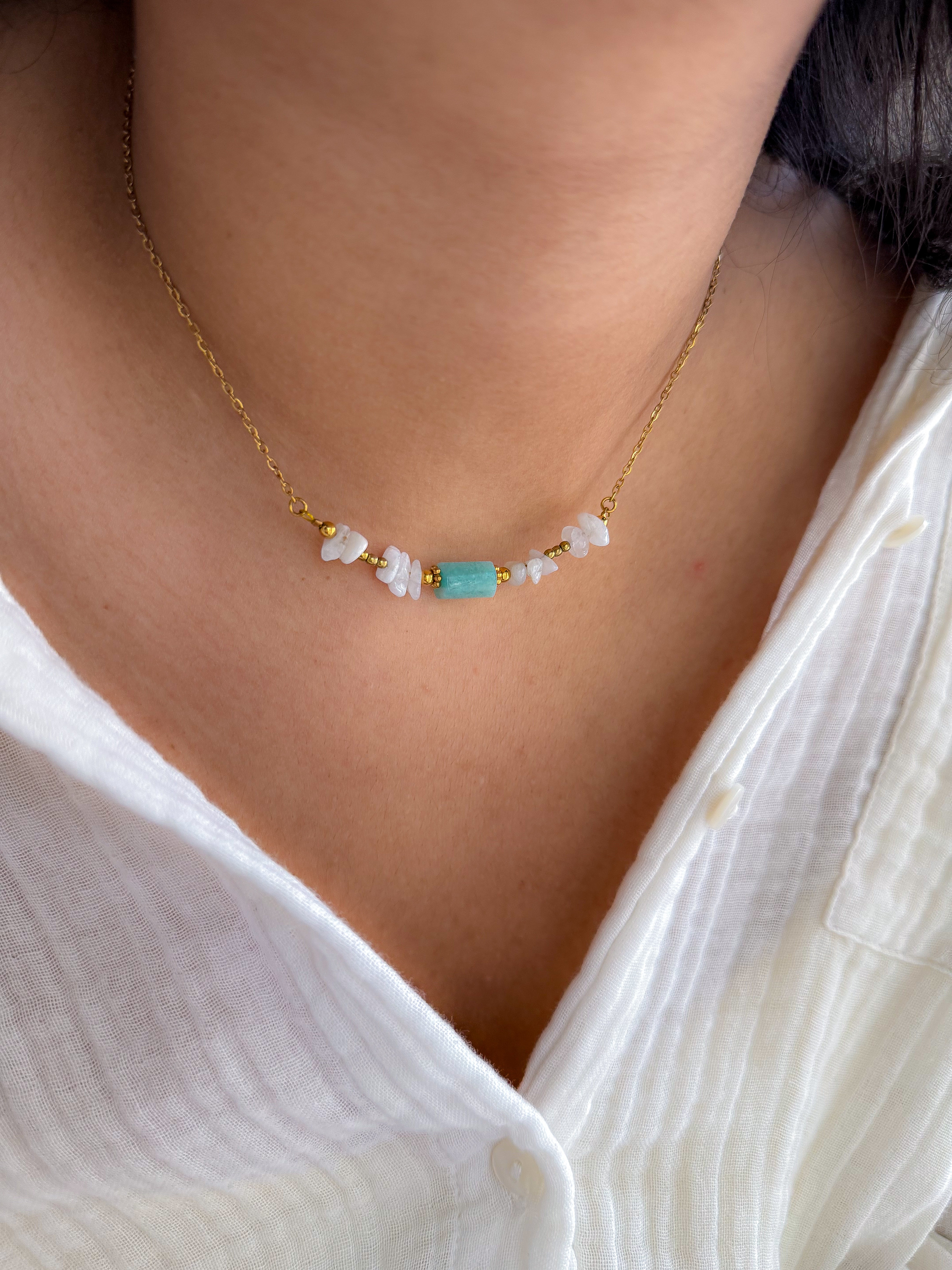 Collier Lys Pierre de Lune & Amazonite - Équilibre émotionnel, intuition, harmonie intérieure