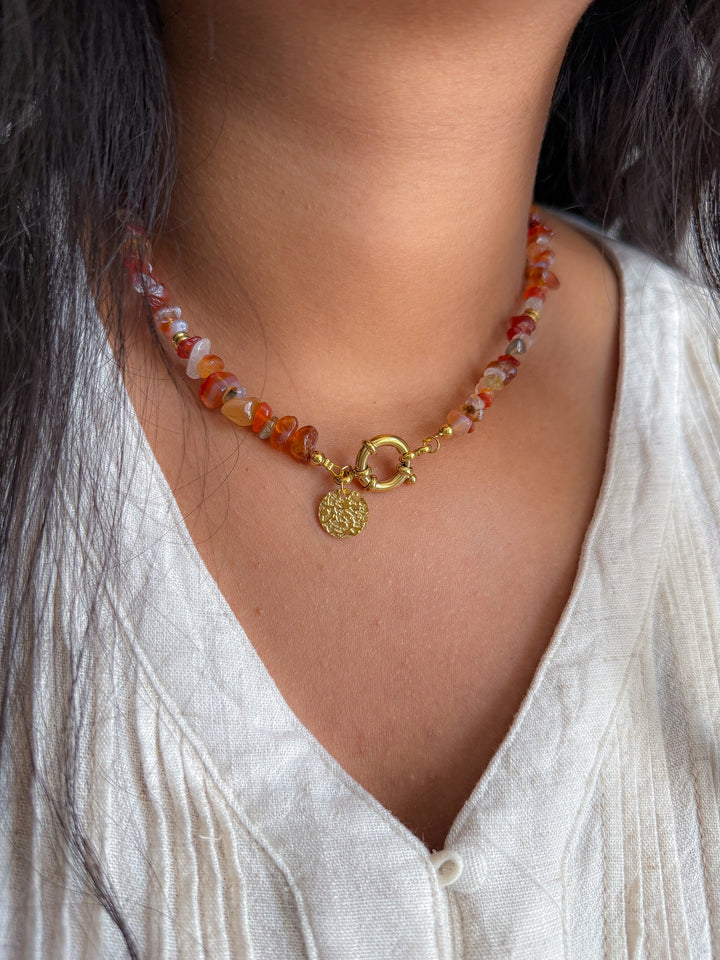 Collier NADÈGE Cornaline - Passage à l'action, confiance en soi, sécurité intérieure