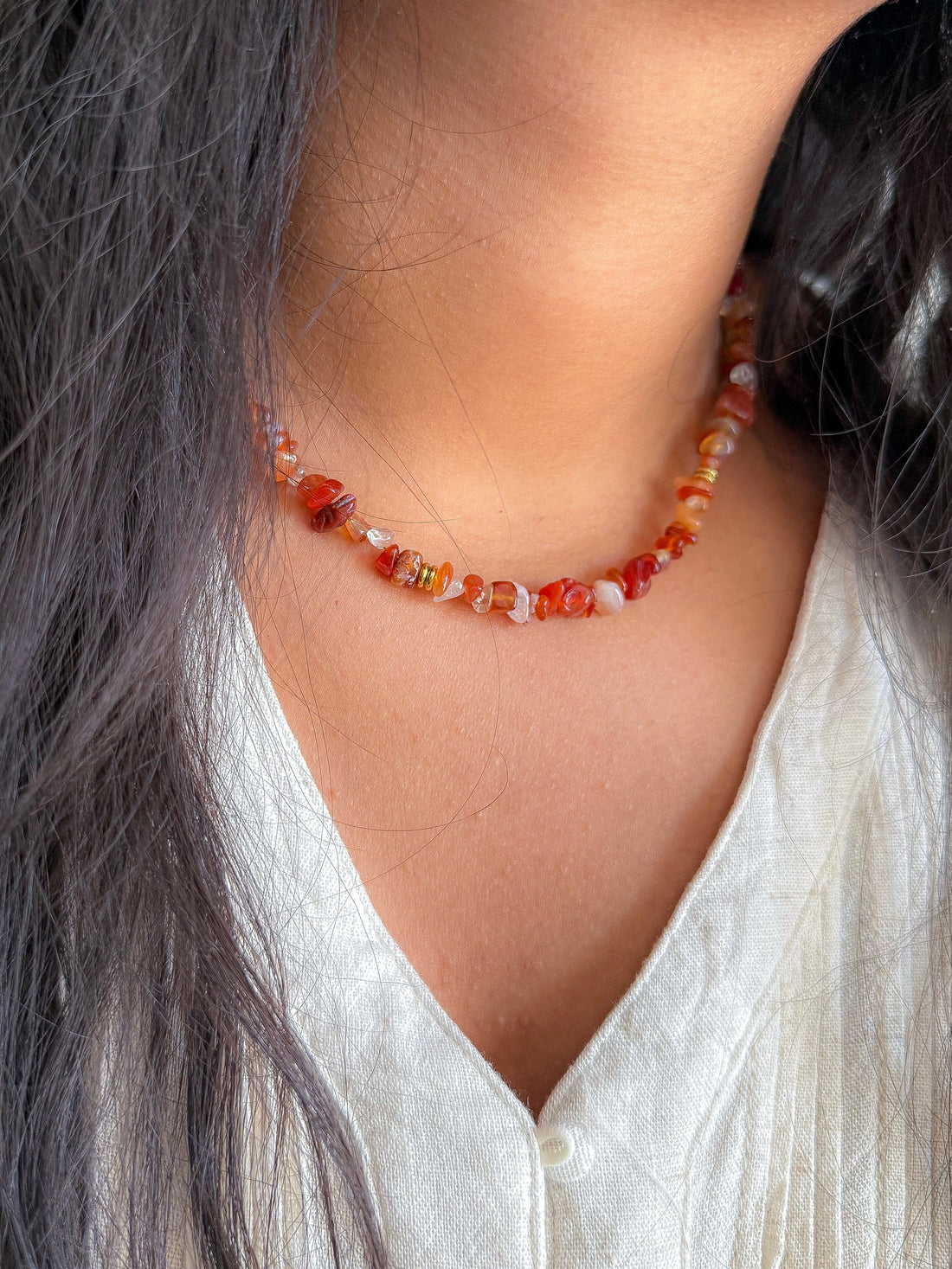 Collier NADÈGE Cornaline - Passage à l'action, confiance en soi, sécurité intérieure (Copie)