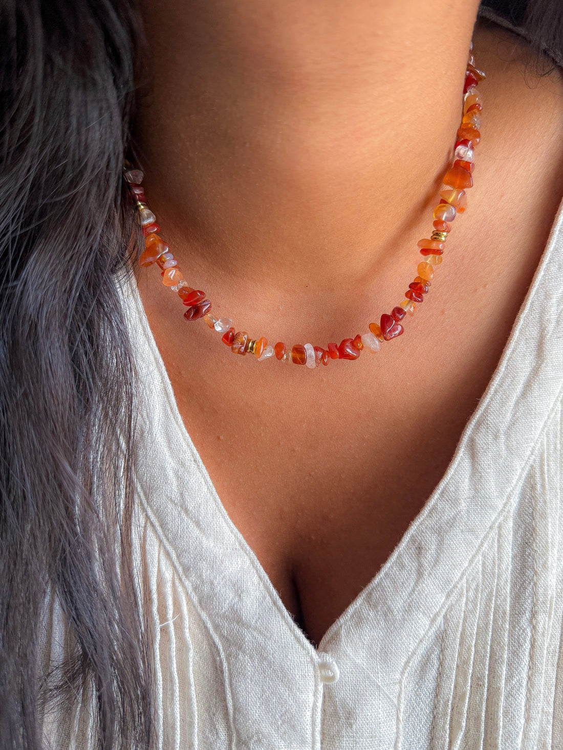 Collier NADÈGE Cornaline - Passage à l'action, confiance en soi, sécurité intérieure