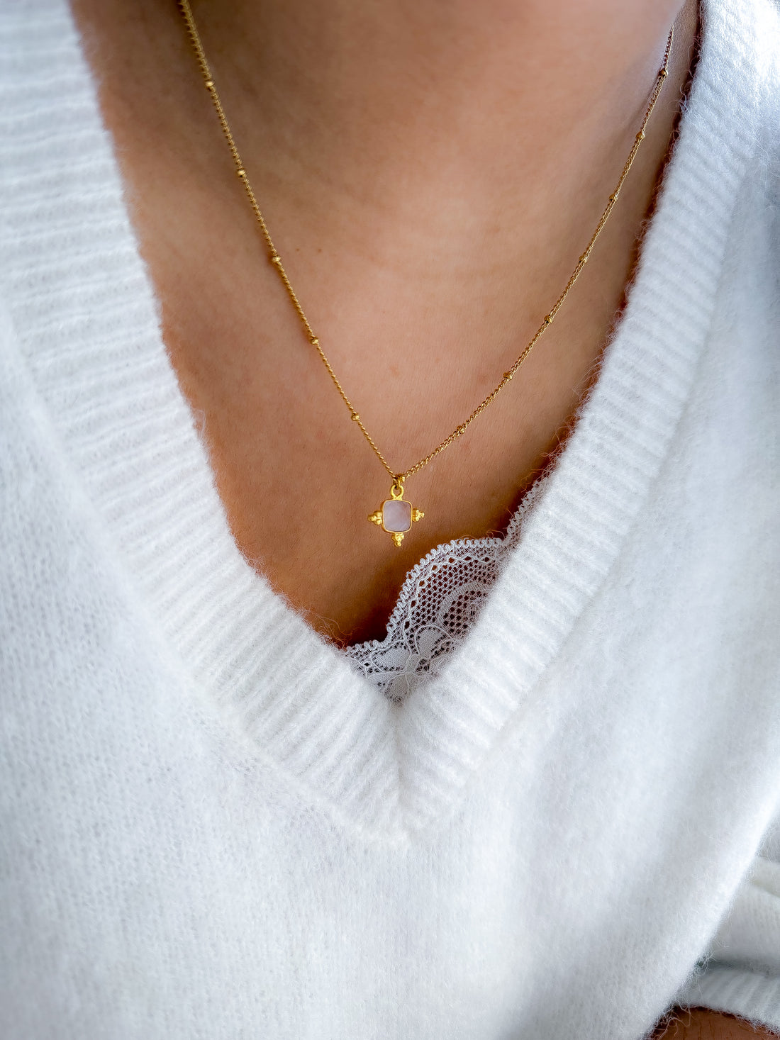 Collier CLÉMATITE Quartz rose - Amour de soi, libération des blessures émotionnelles