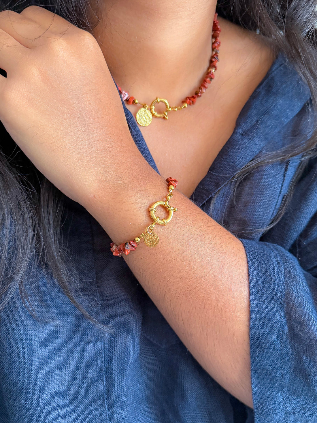 Pulsera NADÈGE - Jaspe Rojo