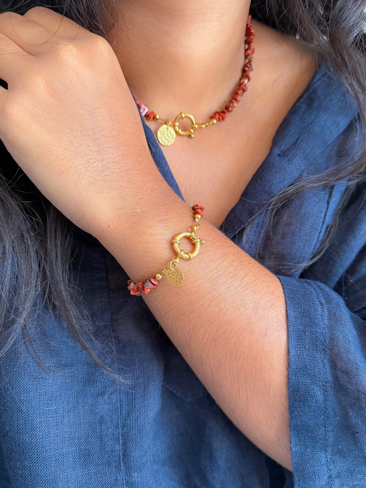 Bracelet NADÈGE Jaspe rouge - Ancrage, protection et force intérieure