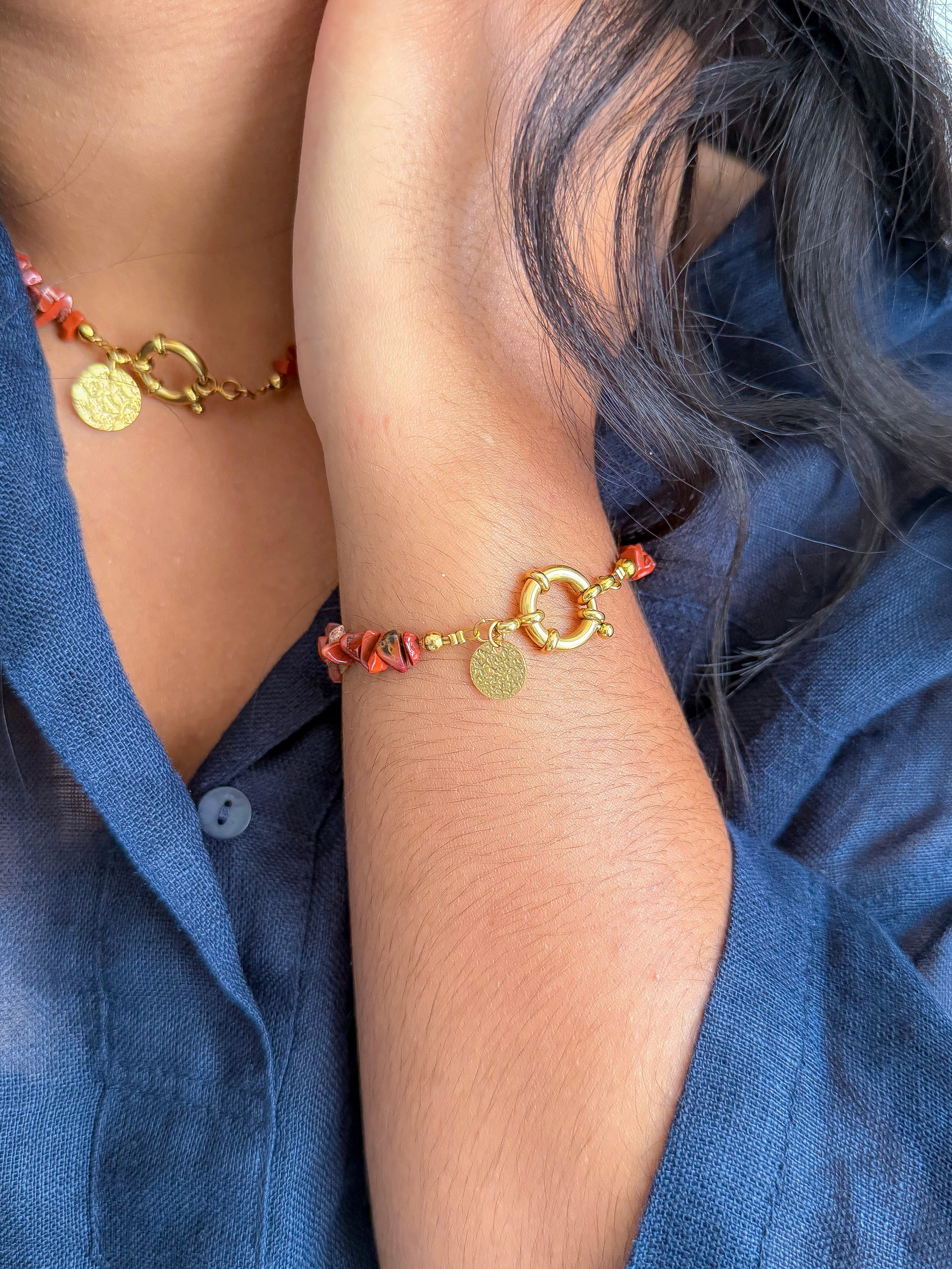 Pulsera NADÈGE - Jaspe Rojo