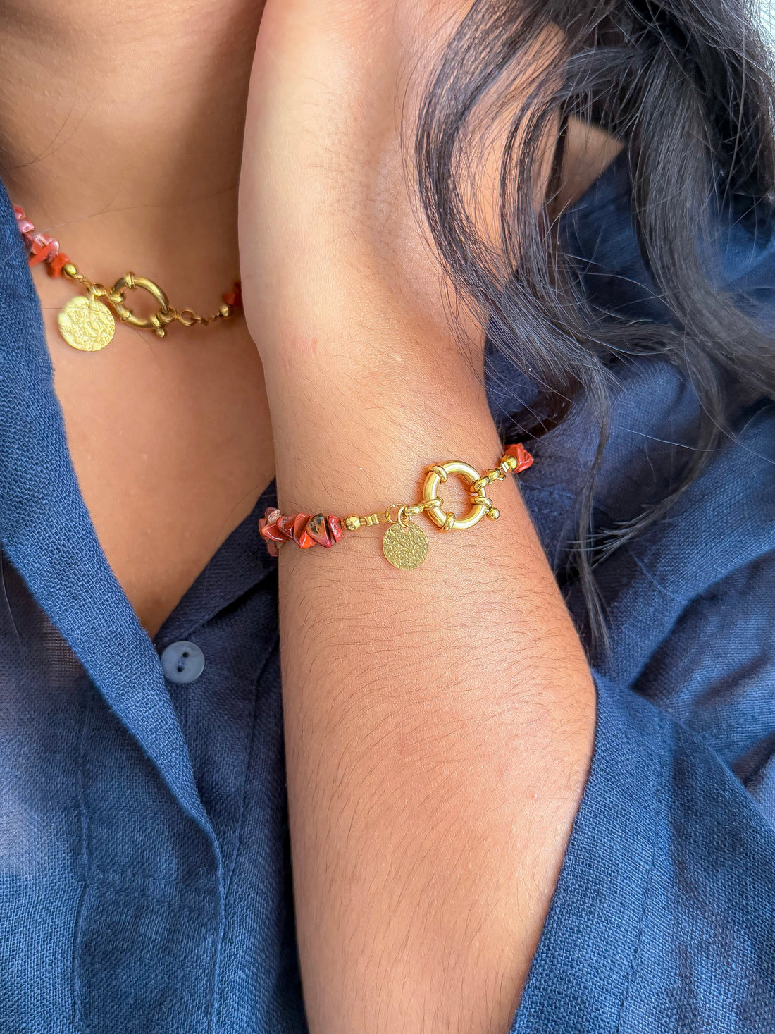 Pulsera NADÈGE - Jaspe Rojo