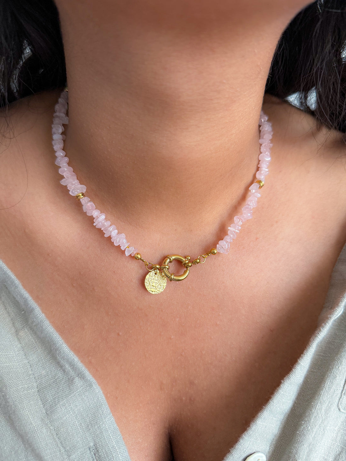 NADÈGE Necklace - Rose Quartz
