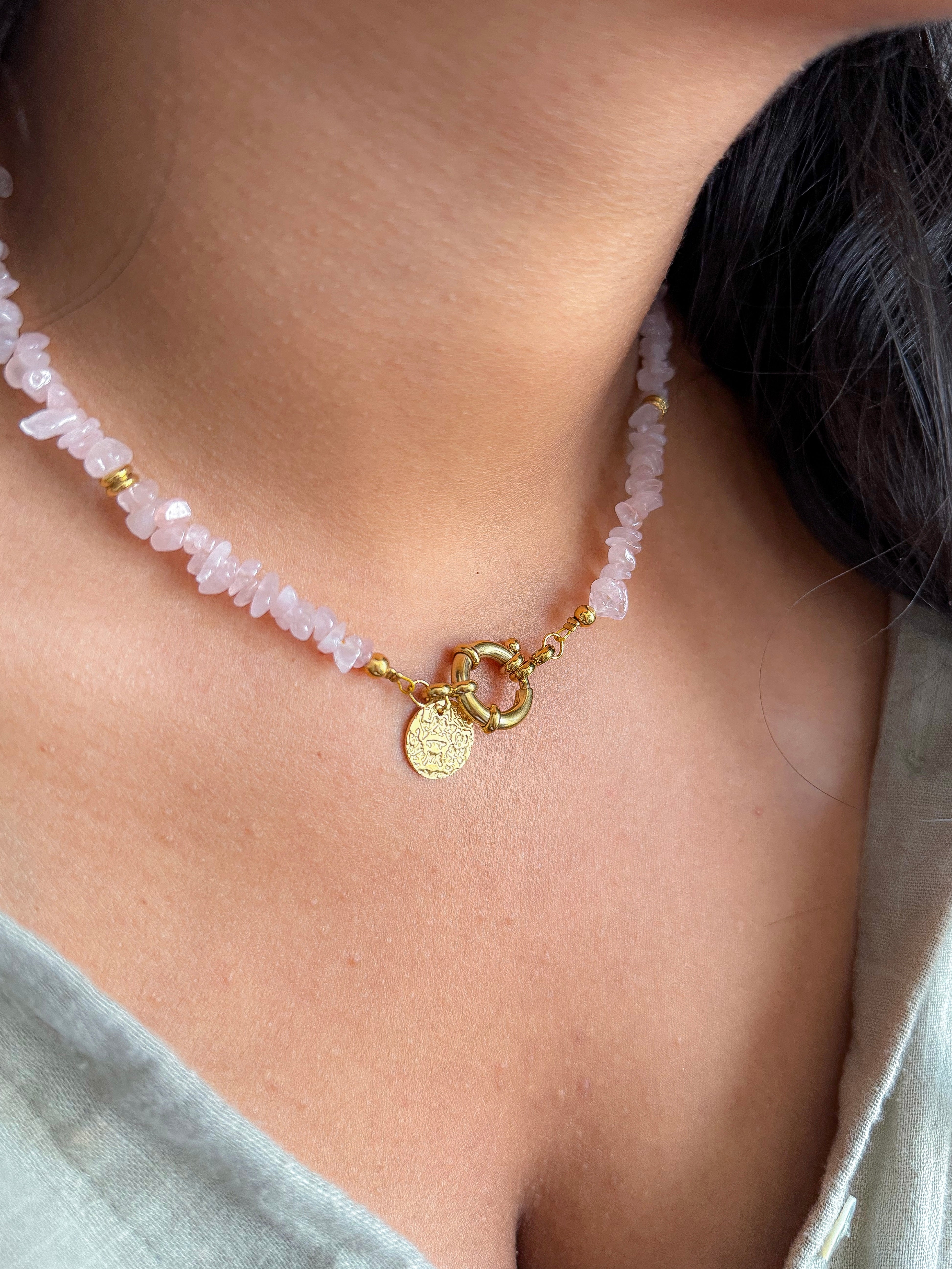 NADÈGE Necklace - Rose Quartz