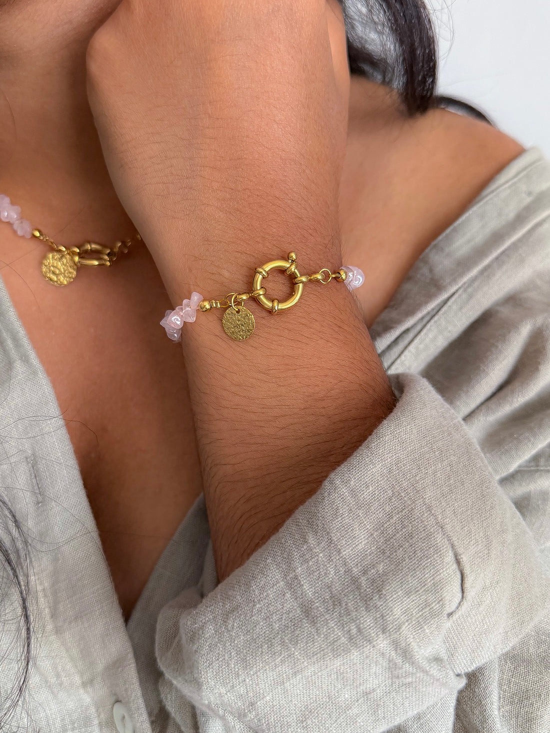 Bracelet NADÈGE Quartz rose - Confiance en soi, amour, guérison émotionnelle