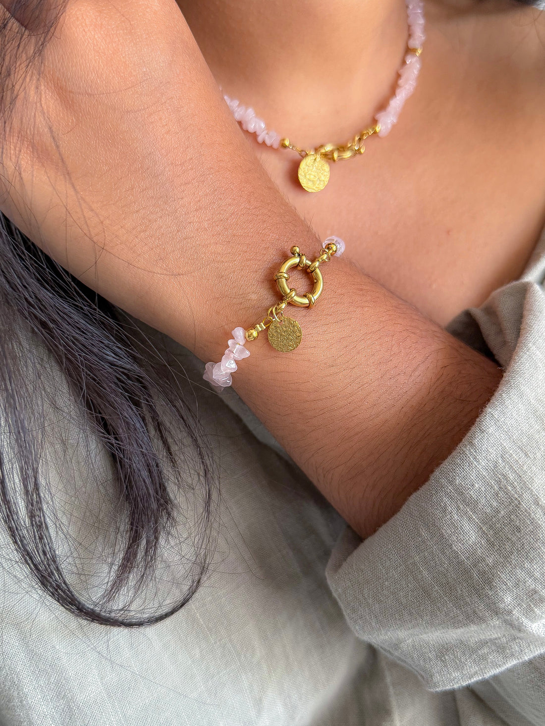 Bracelet NADÈGE Quartz rose - Confiance en soi, amour, guérison émotionnelle