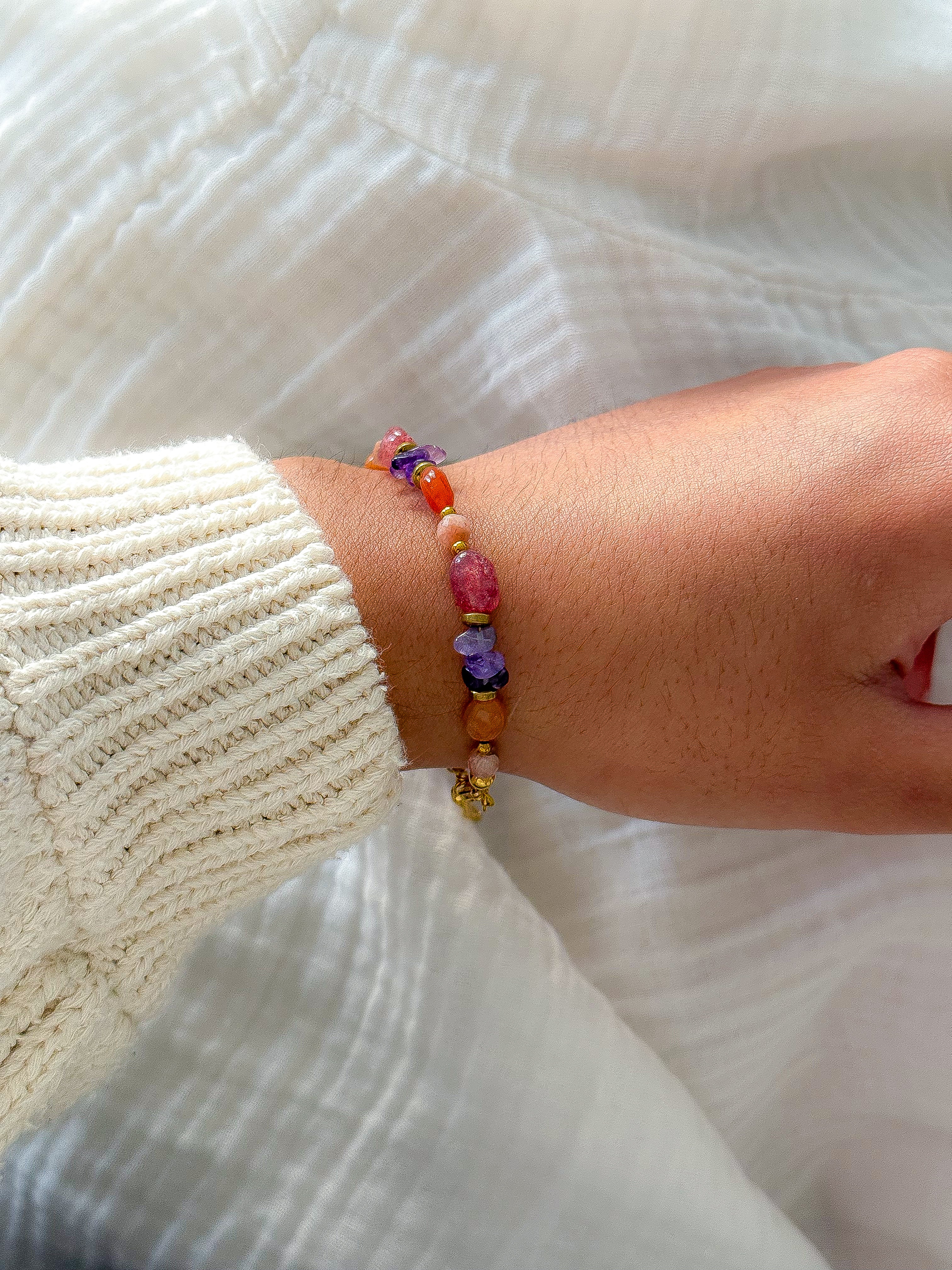 Bracelet JACINTHE mix de pierres - Ouverture du coeur, confiance en soi, équilibre, joie