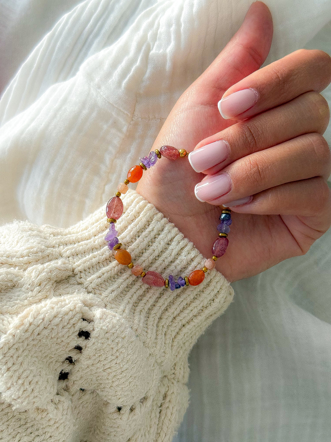 Bracelet JACINTHE mix de pierres - Ouverture du coeur, confiance en soi, équilibre, joie