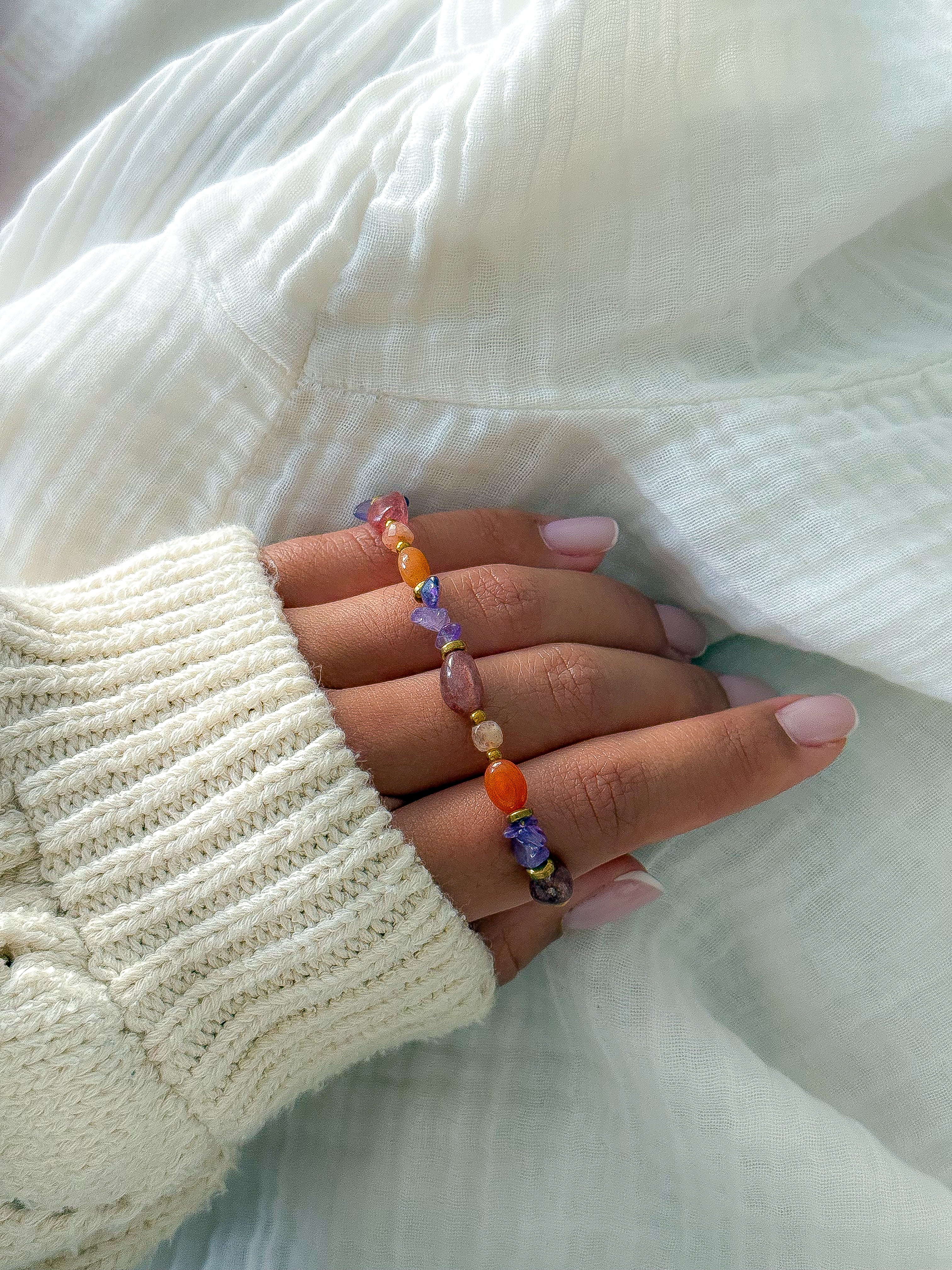 Bracelet JACINTHE mix de pierres - Ouverture du coeur, confiance en soi, équilibre, joie