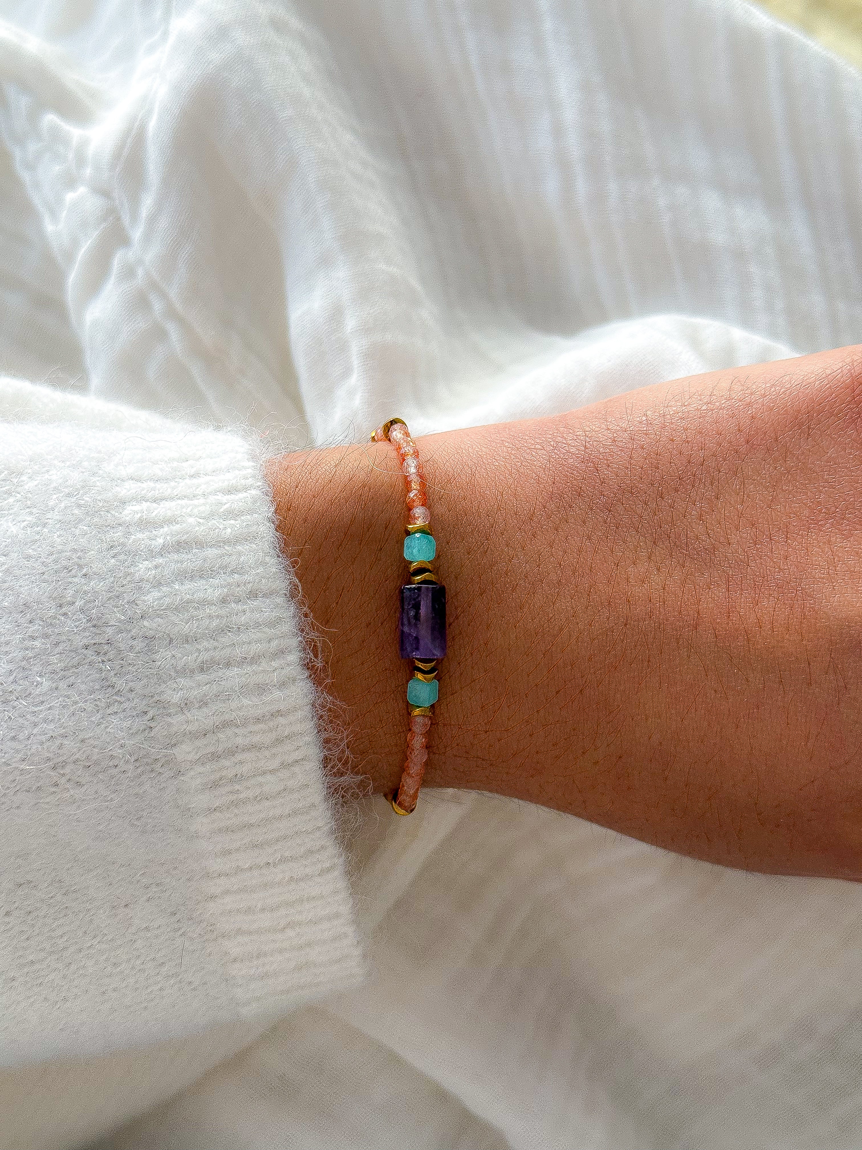 Bracelet MARIGOLD base Pierre de Soleil - Confiance en soi, optimisme, équilibre émotionnel