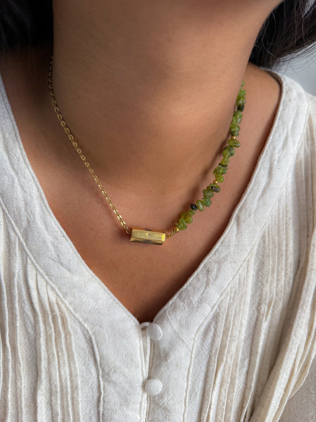 NATHALIE Asymmetrical Necklace - Peridot