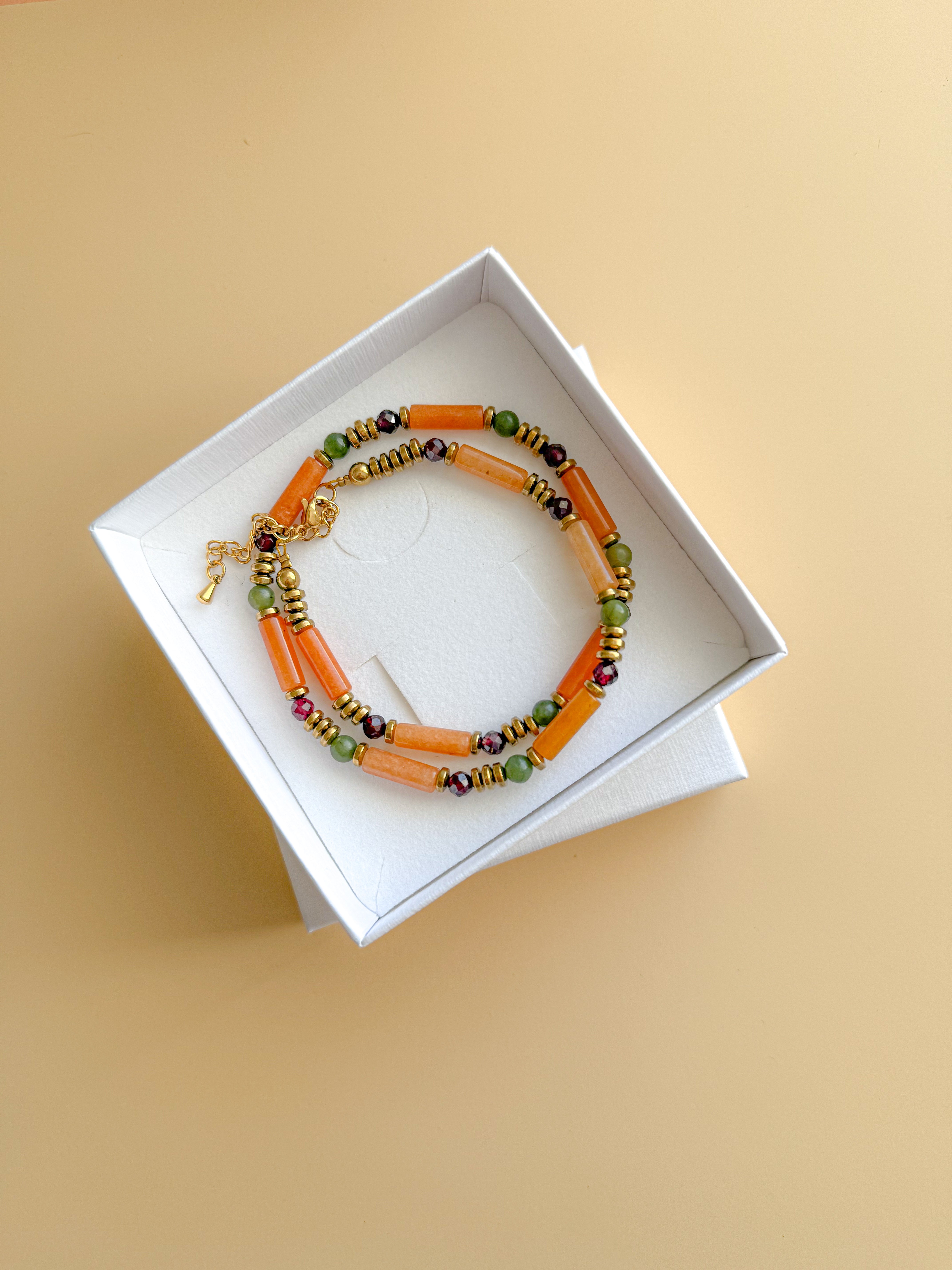 Collier BARBARA Quartz & Serpentine - Stabilité émotionnelle & force intérieure