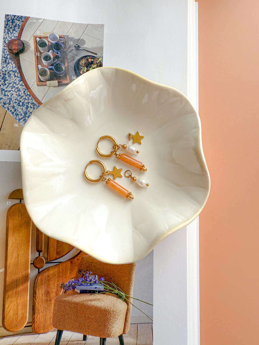 Créoles interchangeables AMBRE Quartz orange - Motivation, créativité, confiance