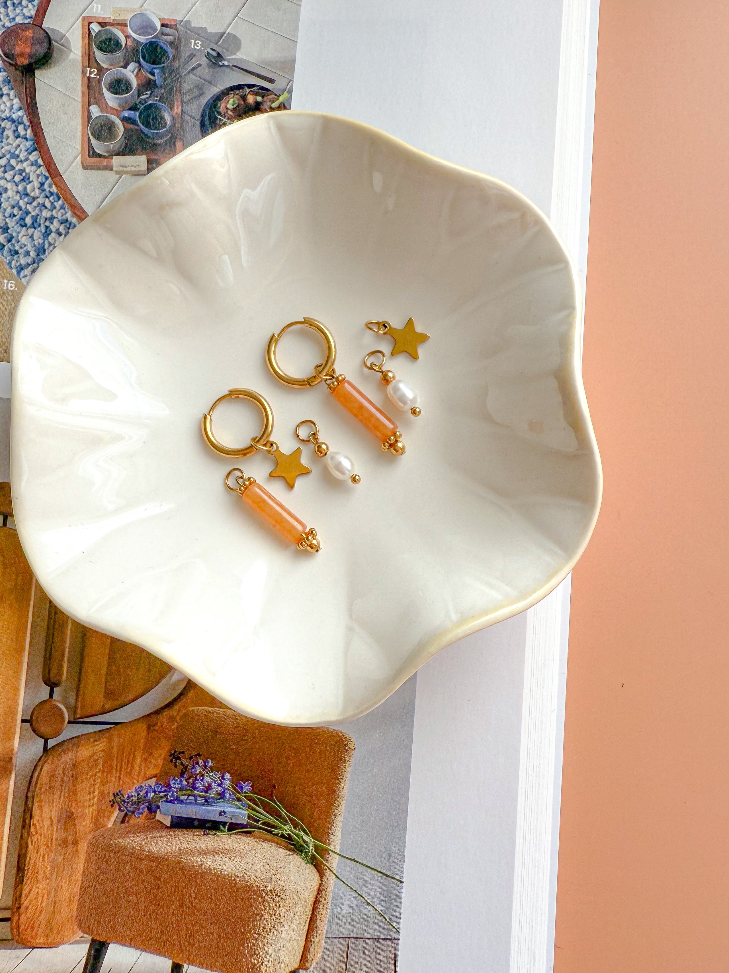 Créoles interchangeables AMBRE Quartz orange - Motivation, créativité, confiance