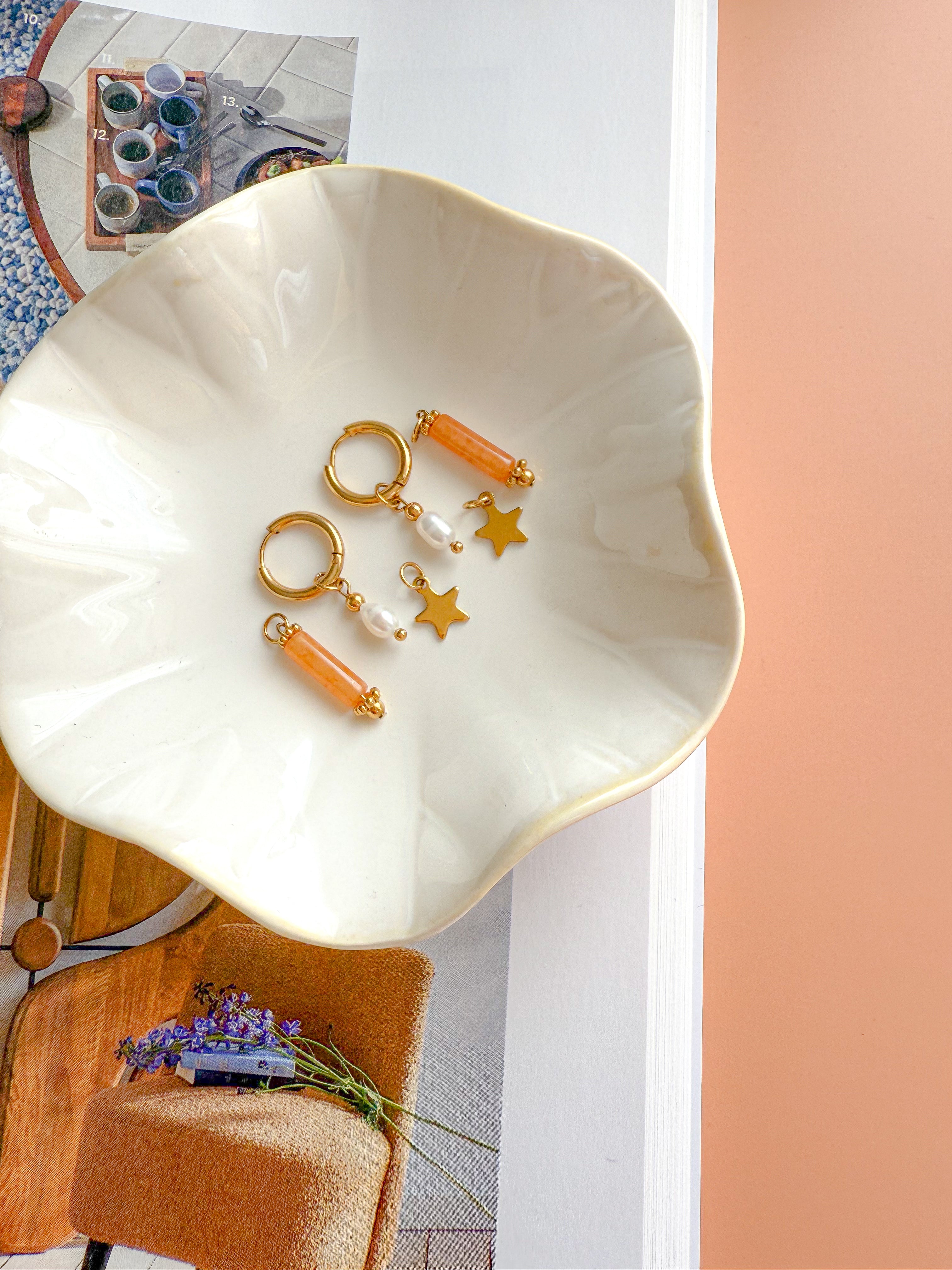 Créoles interchangeables AMBRE Quartz orange - Motivation, créativité, confiance