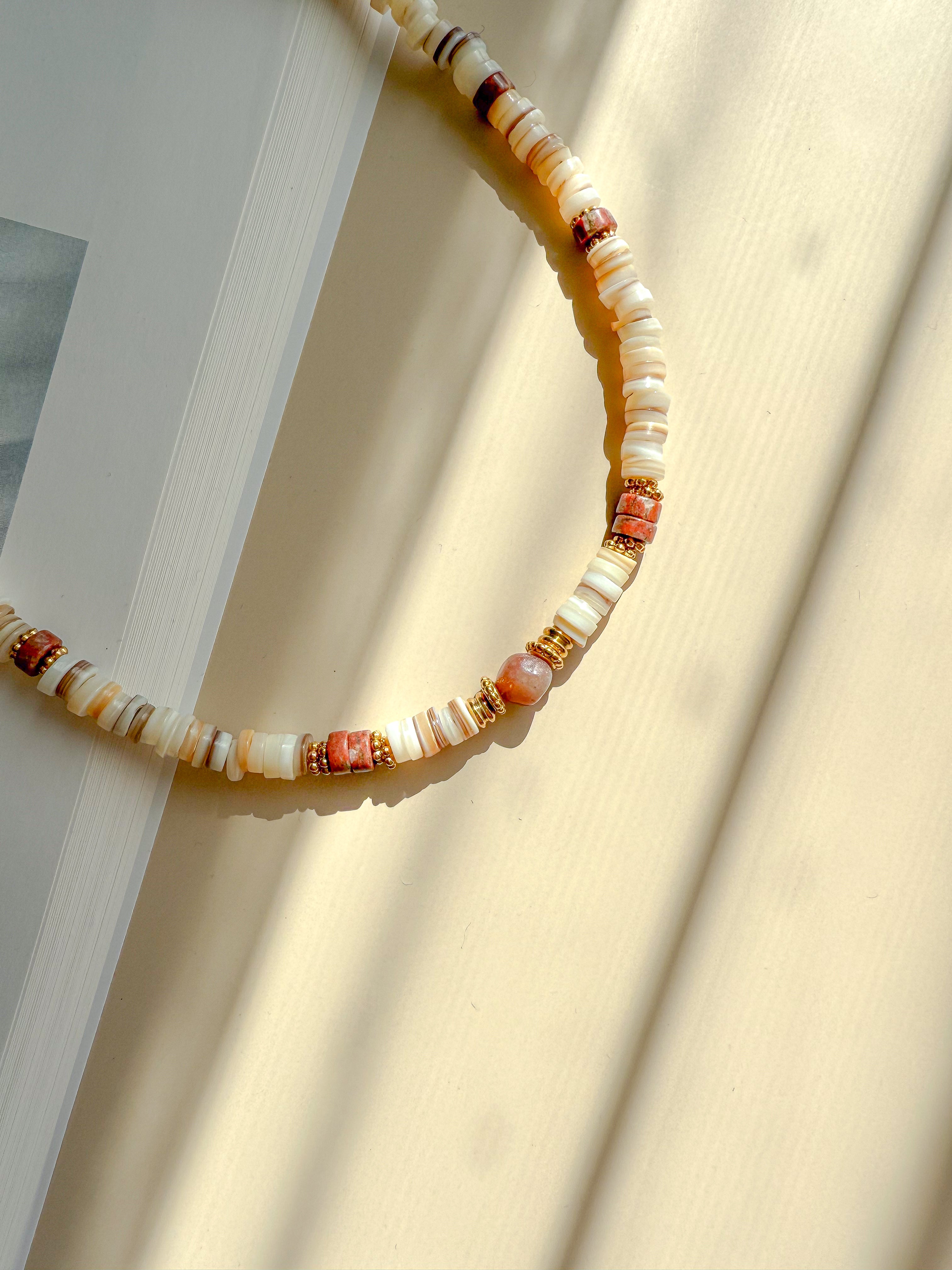 Collier LEELOO Granit rouge & Agate Indienne - Ancrage et équilibre émotionnel