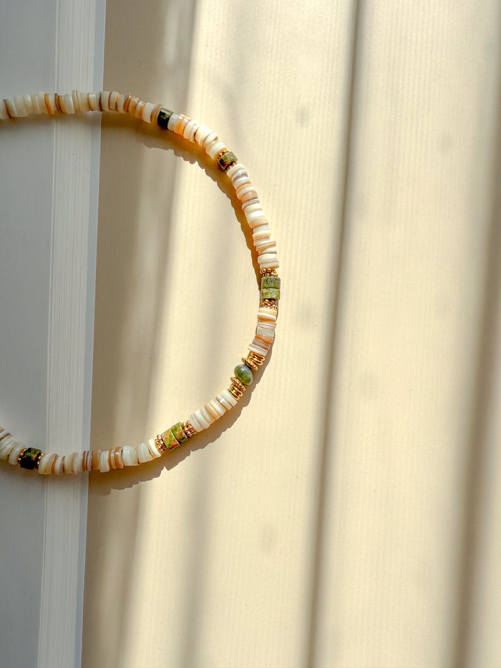 Collier LEELOO Granit vert & Agate Indienne - Stabilité émotionnelle et ancrage