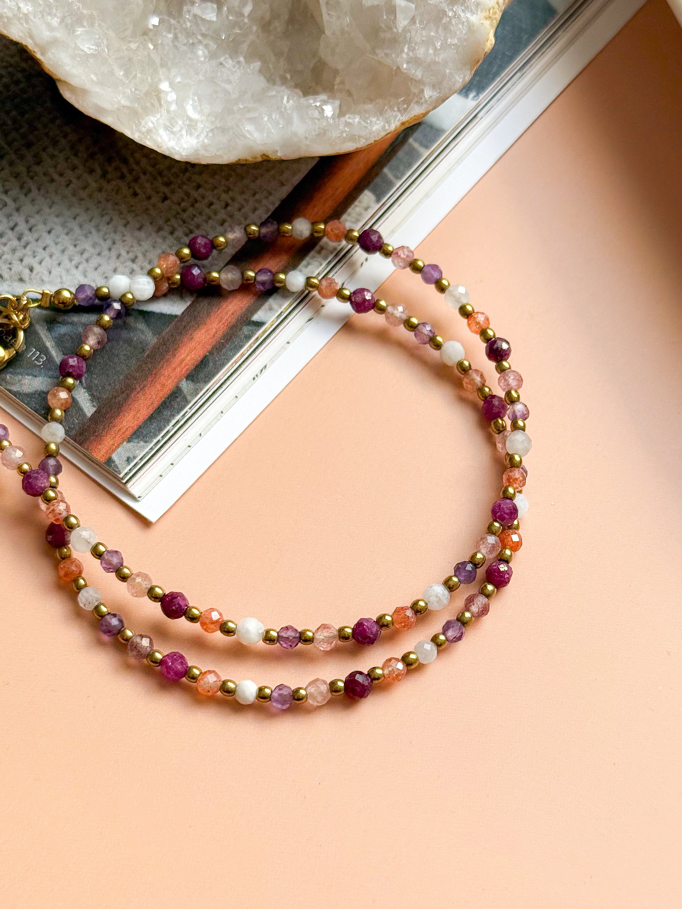 Collier IRIS multi-pierres - Confiance en soi, ouverture du coeur, intuition, équilibre émotionnel