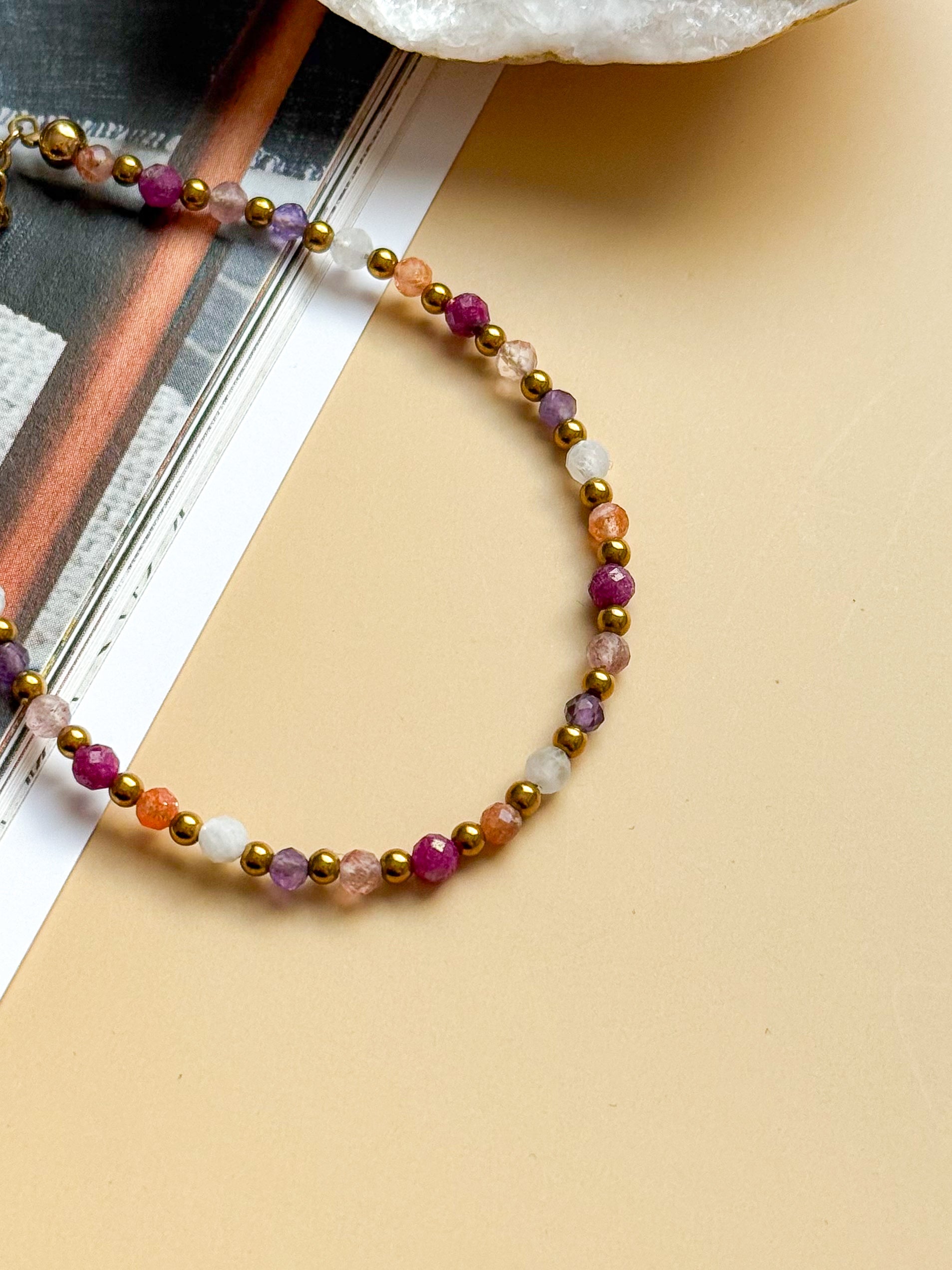 Bracelet IRIS multi-pierres - Confiance en soi, ouverture du coeur, intuition, équilibre émotionnel