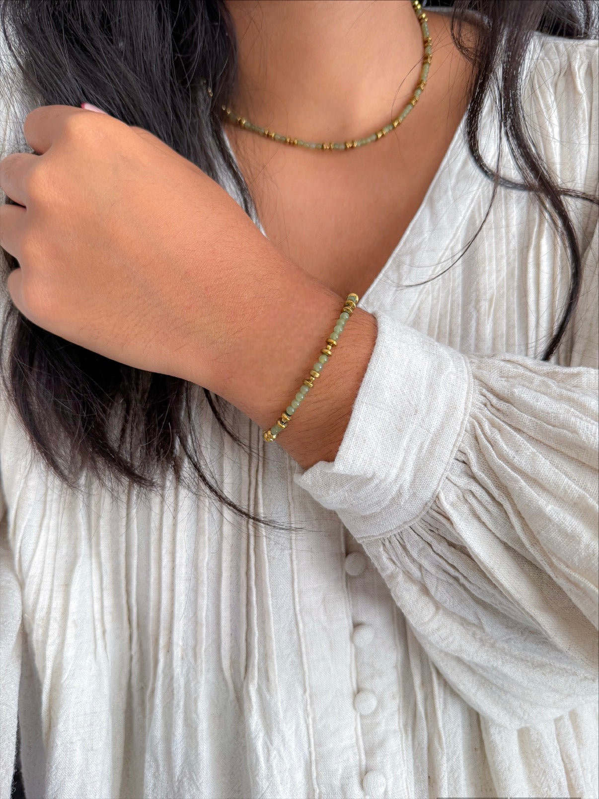 Bracelet PIERRETTE Jade Néphrite - Stabilisation des émotions, sécurité intérieure