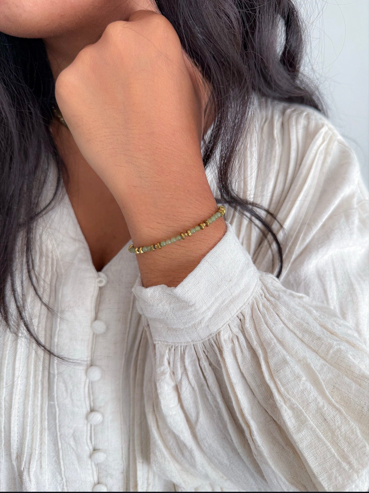 Bracelet PIERRETTE Jade Néphrite - Stabilisation des émotions, sécurité intérieure