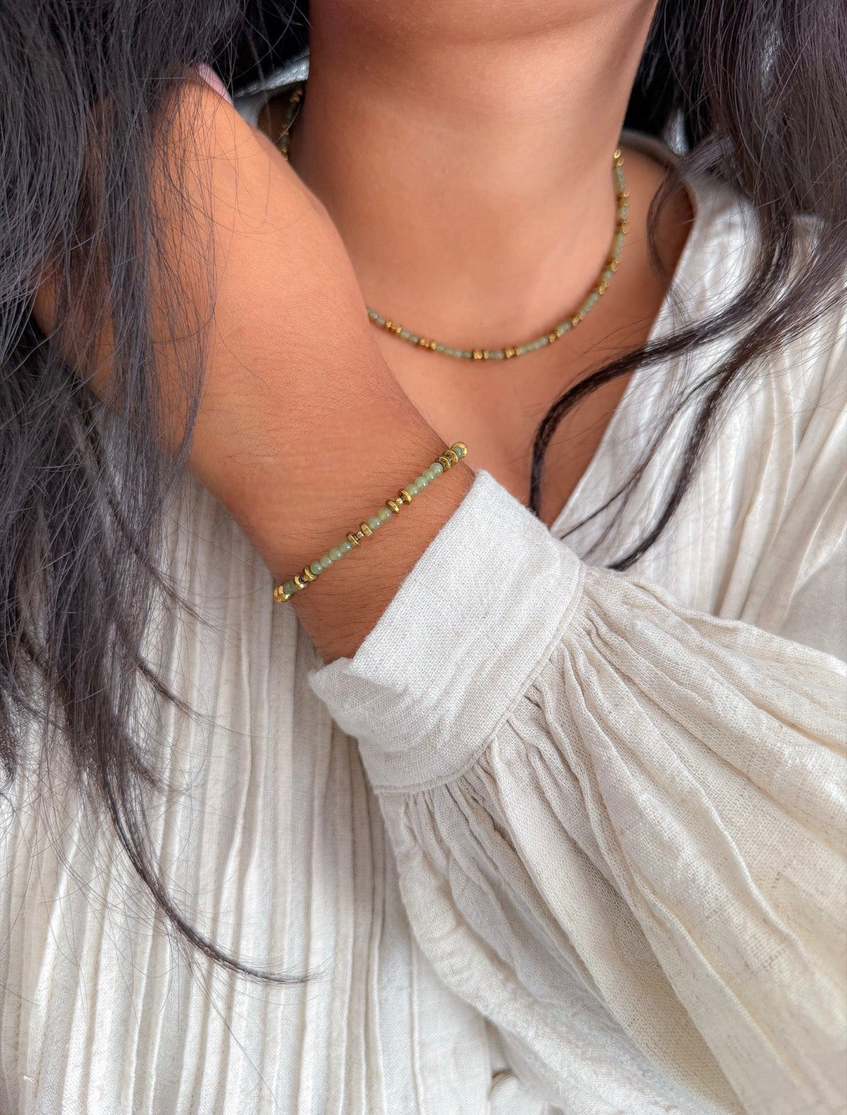 Bracelet PIERRETTE Jade Néphrite - Stabilisation des émotions, sécurité intérieure