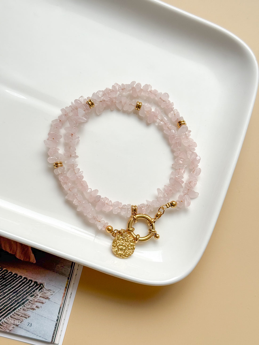 NADÈGE Necklace - Rose Quartz