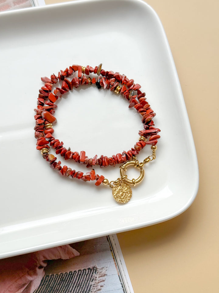 Collier NADÈGE Jaspe rouge - Ancrage, protection, force intérieure