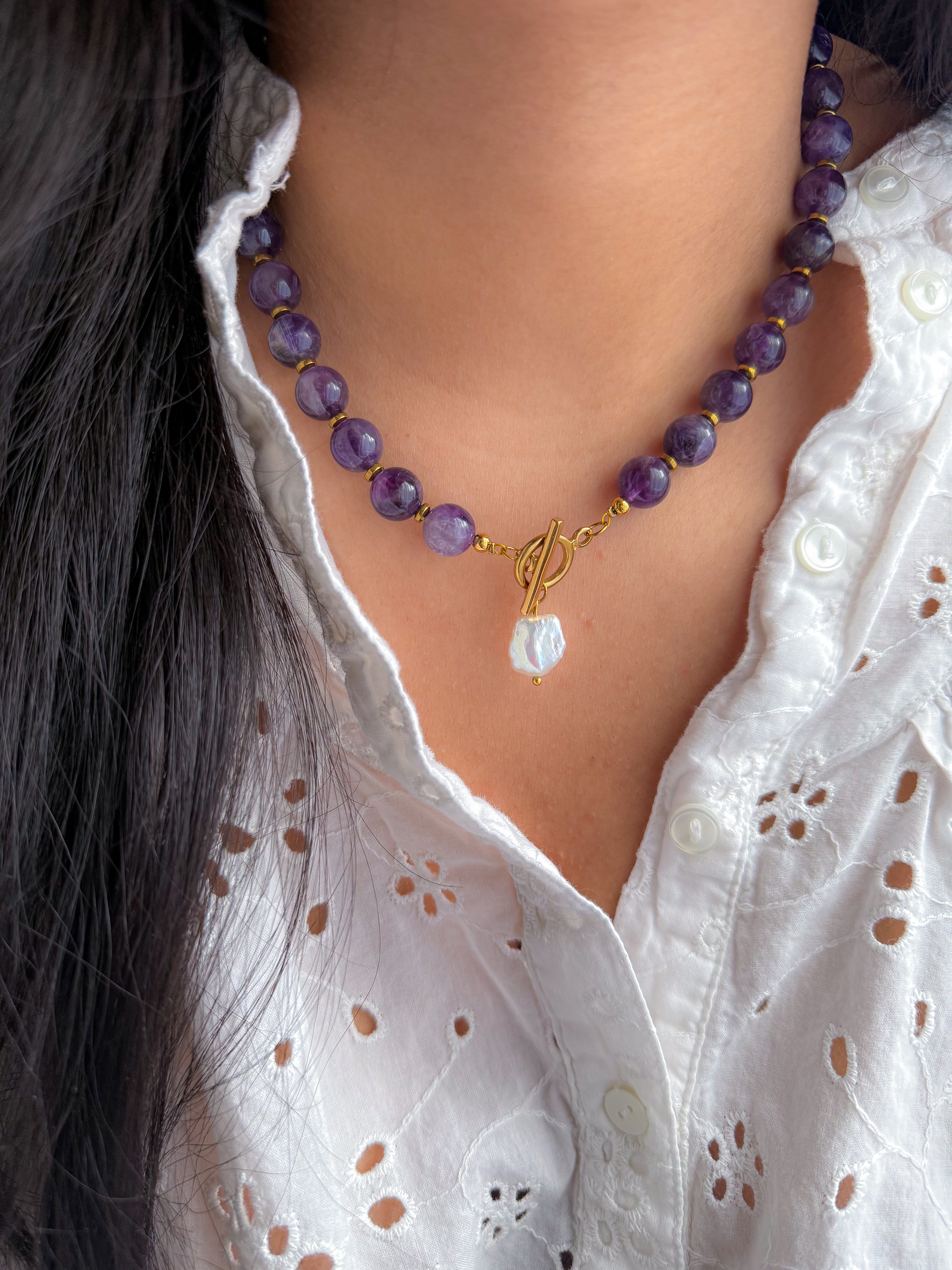 Collier DAHLIA Améthyste - Protection, apaisement émotionnel, clarté mentale