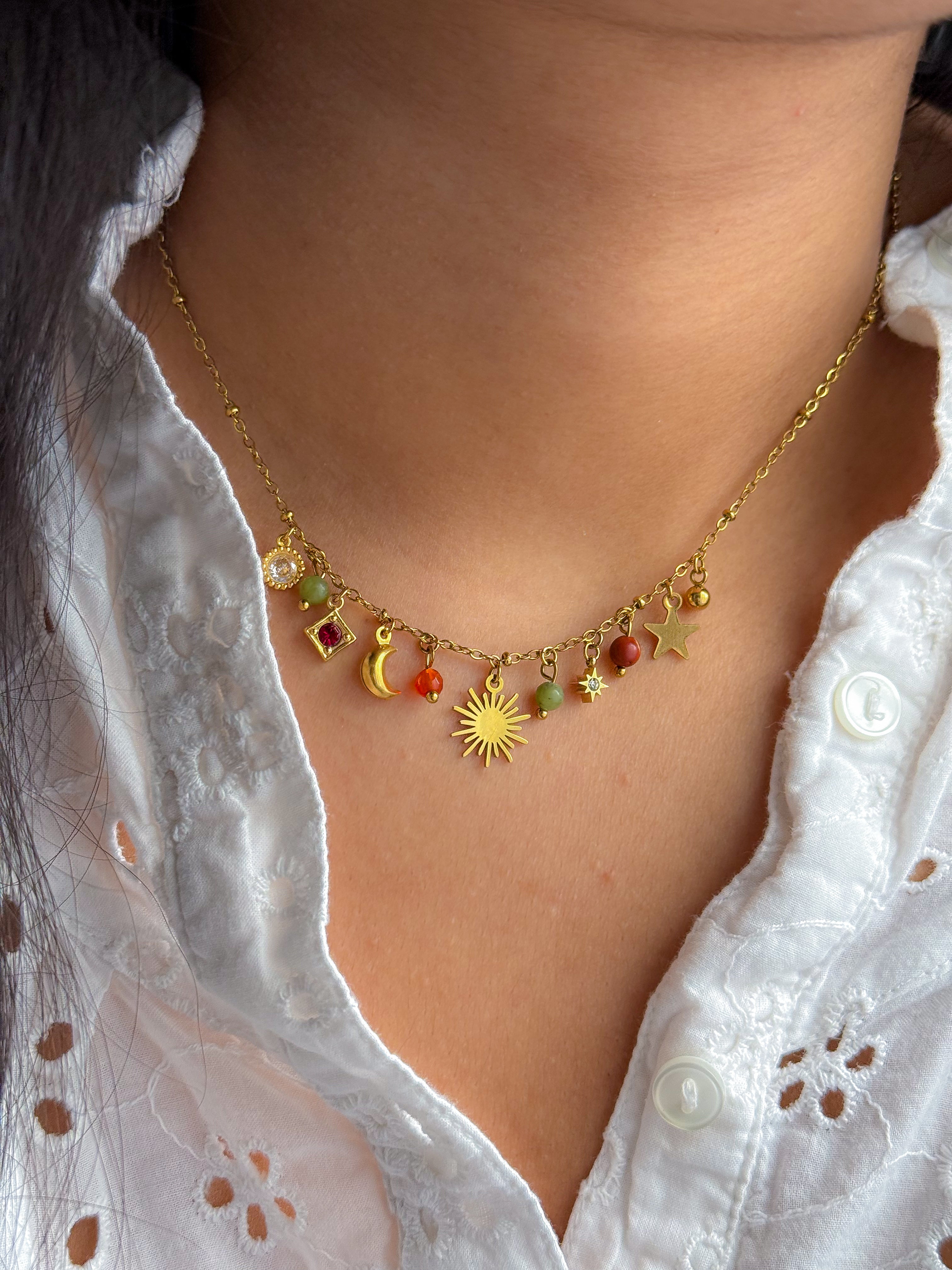 Collier GAÏA Jaspe, Serpentine & Agate - Ancrage, renouveau, élan d'action